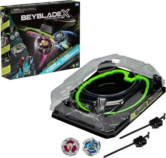 HotBeyblade X Xtreme Battle Set with Beystadium Arena Featuring X-Celerator Rail, 2 Right-Spinning Top Toys, 2 Launchers, Toys for Boys and Girls, 8+