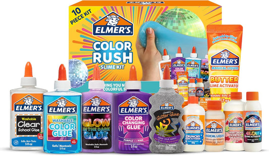Hot Elmer's Color Rush Slime Kit, Includes Liquid Glue, Activator, Makes Color Changing, Glow in The Dark, Butter Slime and More, 10 Piece Kit - Perfect for Birthday Parties, Gift Idea, Kids Activity