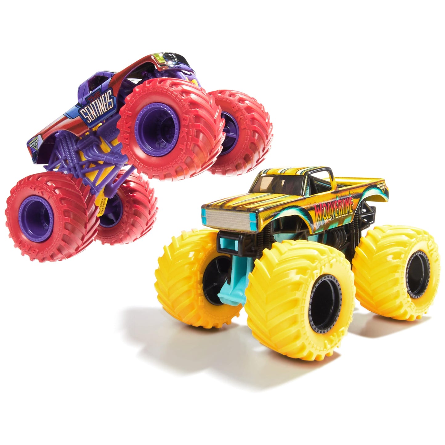 HotMonster Jam Mud Blasters, Grave Digger and Megalodon Color Changing Trucks 2-Pack, 1:64 Die Cast Vehicle, Kids Toys for Boys and Girls 3 and Up