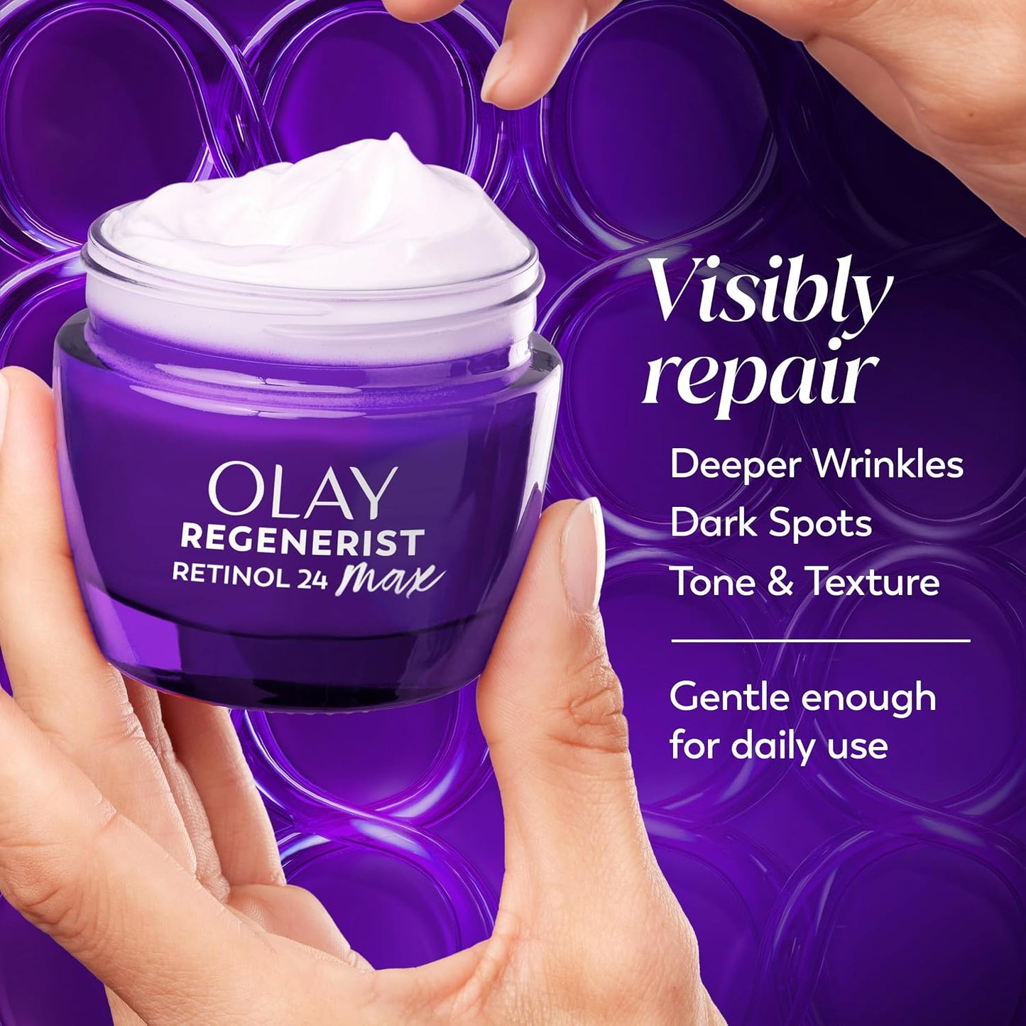 HotOlay Retinol Night Cream for Women, MAX, Anti-Aging Face Mousturizer, Fragrance-Free, Non Greasy - Anti-Wrinkle, Smooth Fine Lines, Hydrating Skin Care - Triple Collagen Cream, Niacinamide, 1.7oz