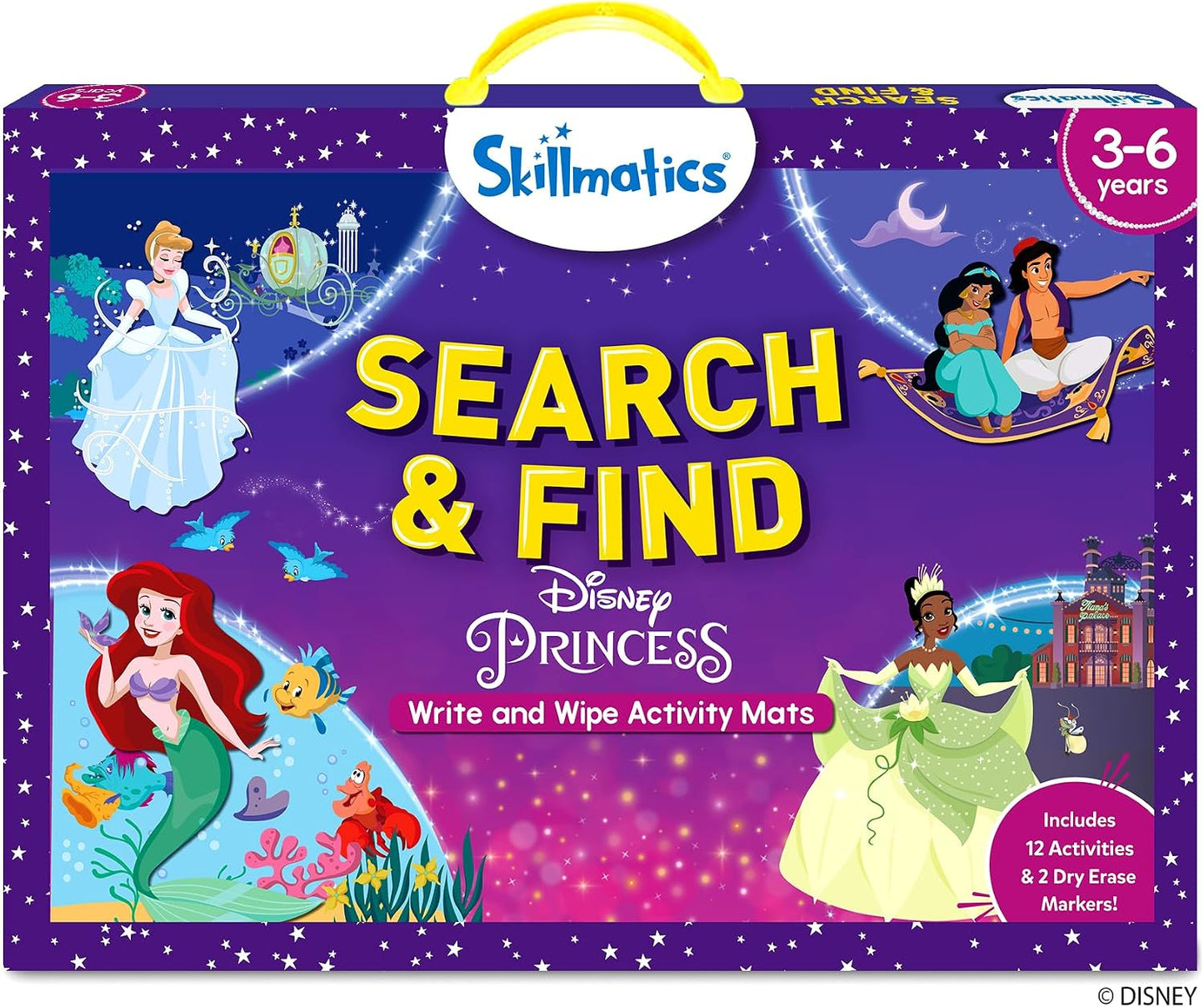 HotSkillmatics Search and Find – Disney Princess, Reusable Educational Game | Reusable Preschool Learning Activity for Toddlers & Kids, Screen-Free Fun, Art & Crafts, Gifts for Boys & Girls Ages 3–6