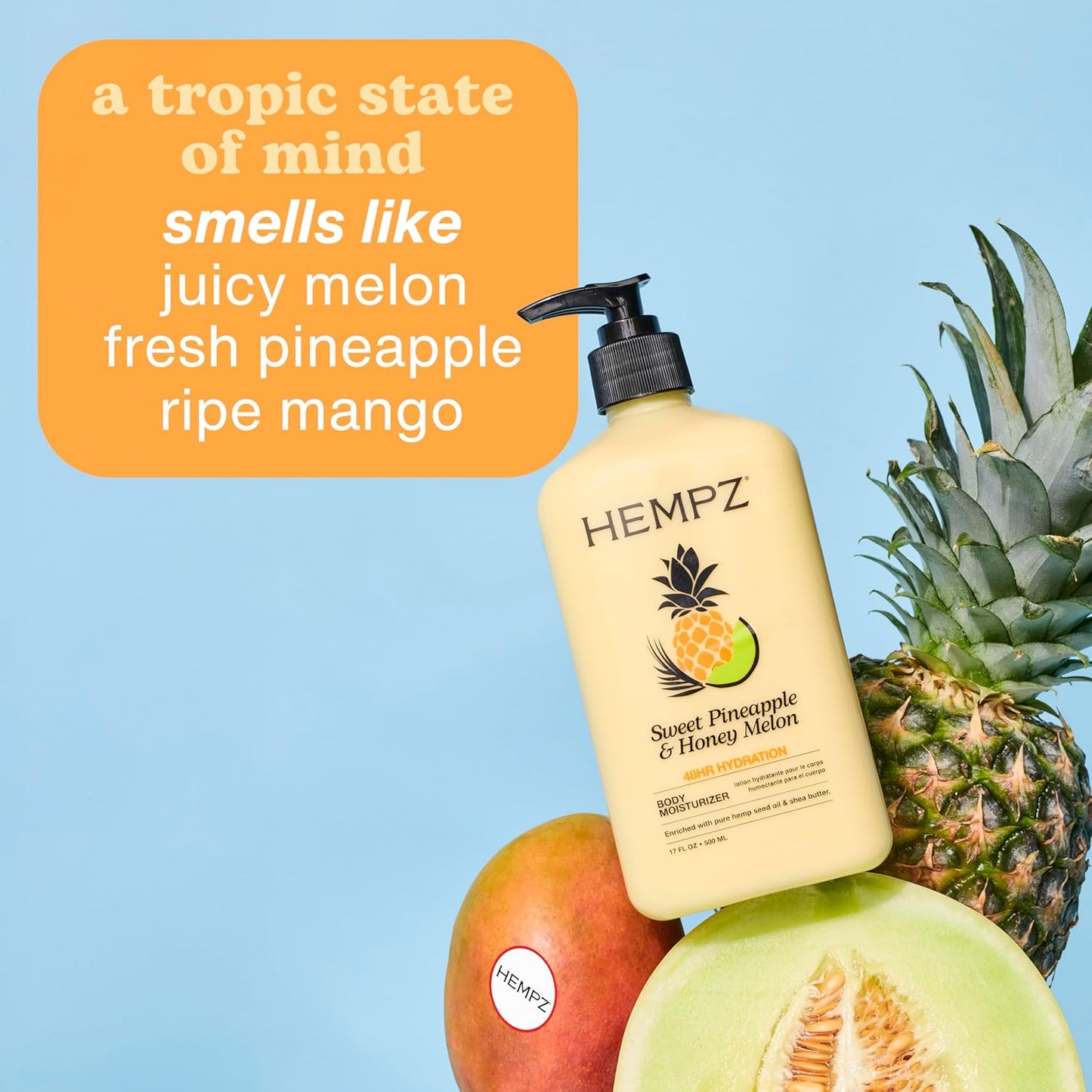 HotHEMPZ Body Lotion - Sweet Pineapple and Honey Melon - Daily Moisturizing Cream - 17oz