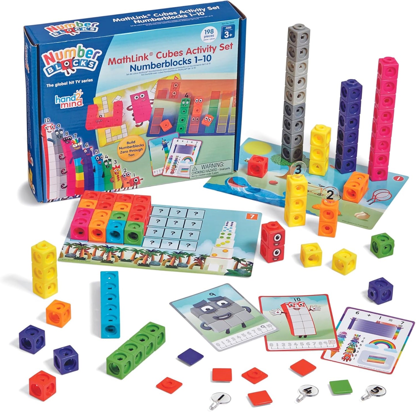 Hothand2mind MathLink Cubes Numberblocks 1-10 Activity Set, 30 Preschool Learning Activities, Counting Blocks, Linking Cubes, Educational Toys for Kids, Number Games, Math Manipulatives Kindergarten