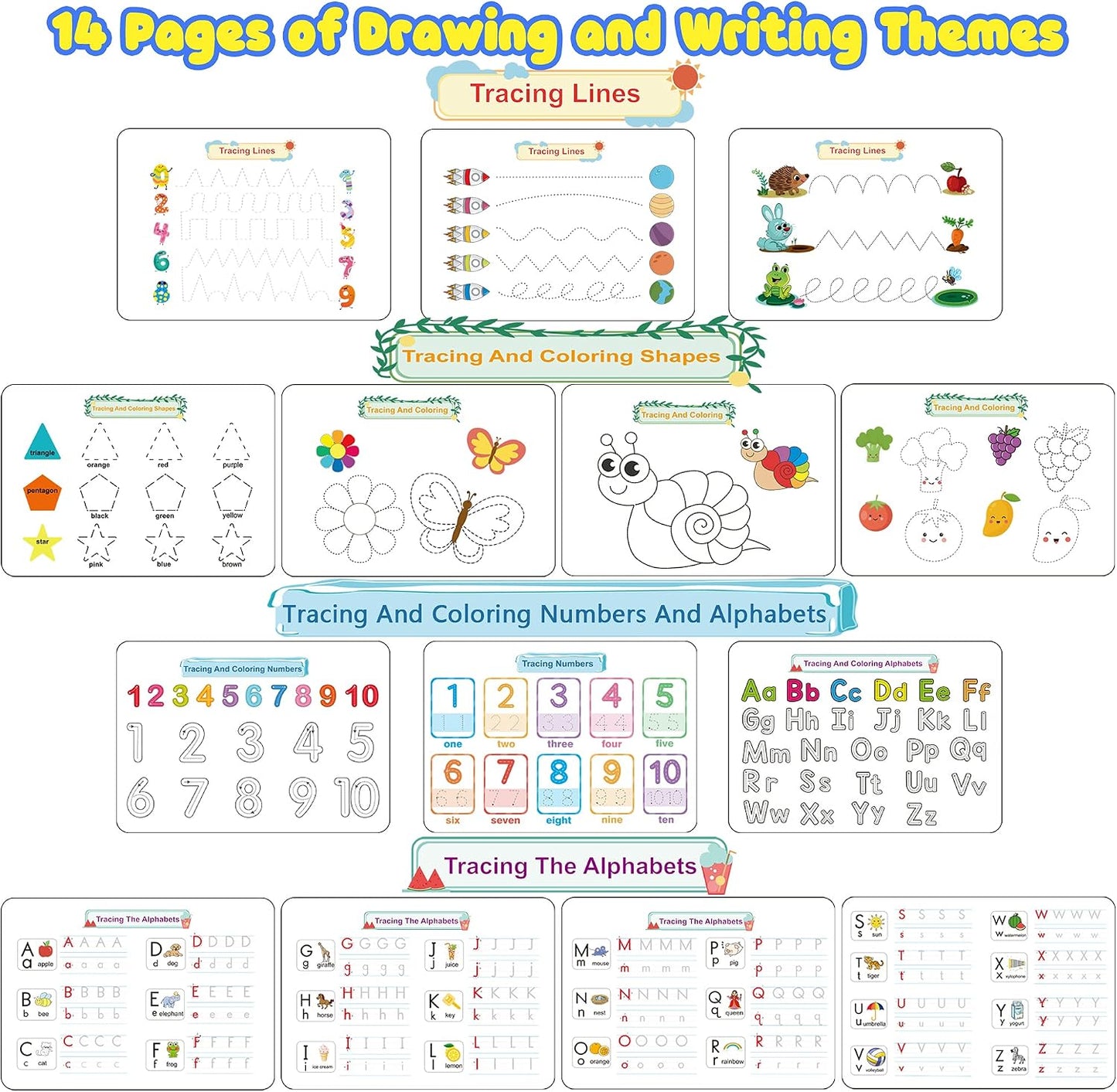 HotHuijing Montessori Preschool Learning Activities Busy Book - Workbook Activity Binder / Toys for Toddlers, Autism Learning Materials and Tracing Coloring Book