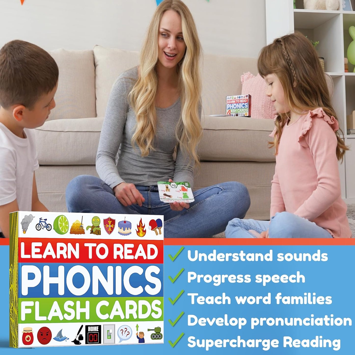 HotTHE BAMBINO TREE Phonics Flash Cards - Learn to Read in 20 Phonic Stages - Education for Kids Ages 4-8 Kindergarten 1st 2nd Grade
