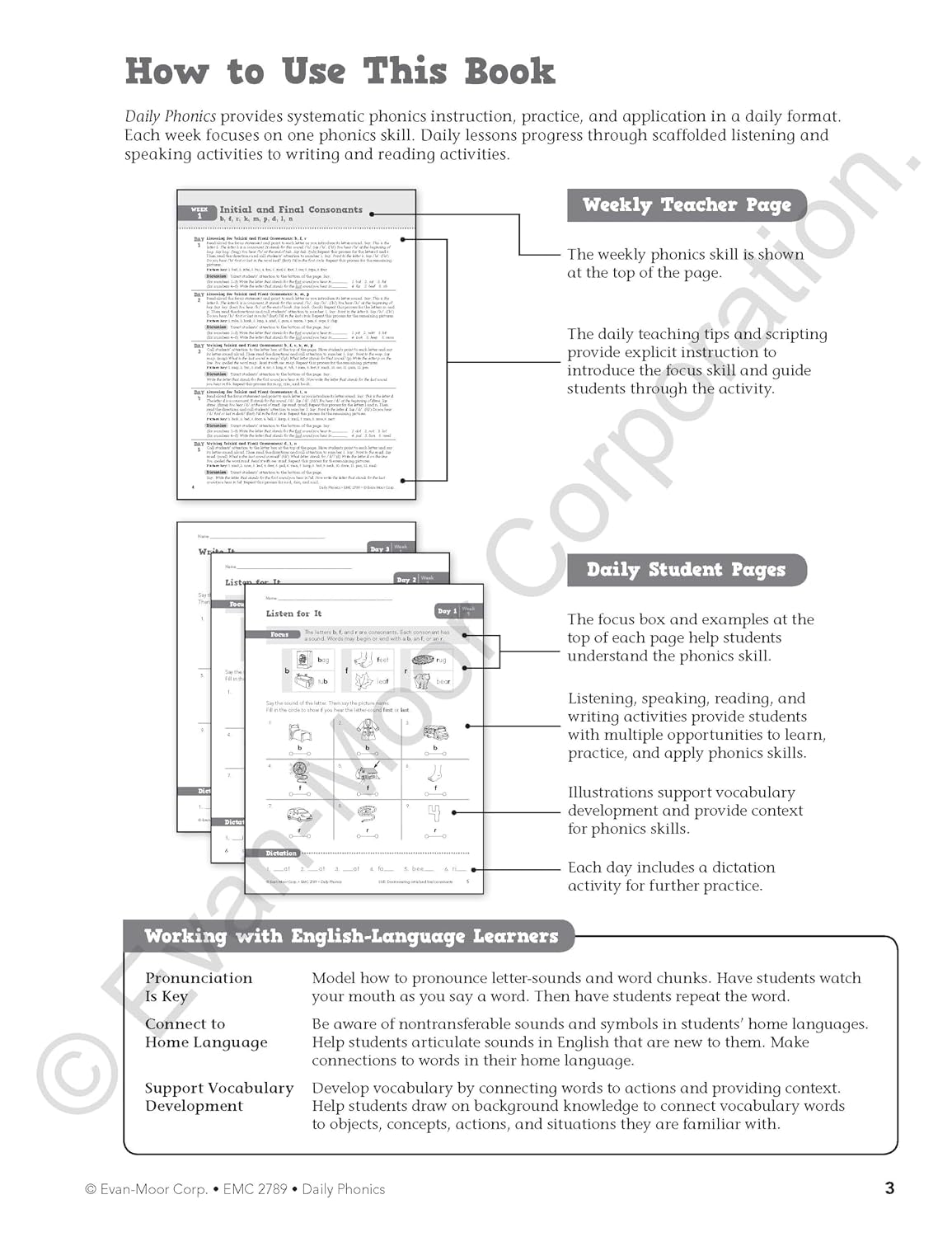 Hot Evan-Moor Daily Phonics, Grade 3, Homeschooling & Classroom Resource Workbook. Phonemic Awareness, Decoding, Word-Study, Teaching Editions, Reproducible Worksheets