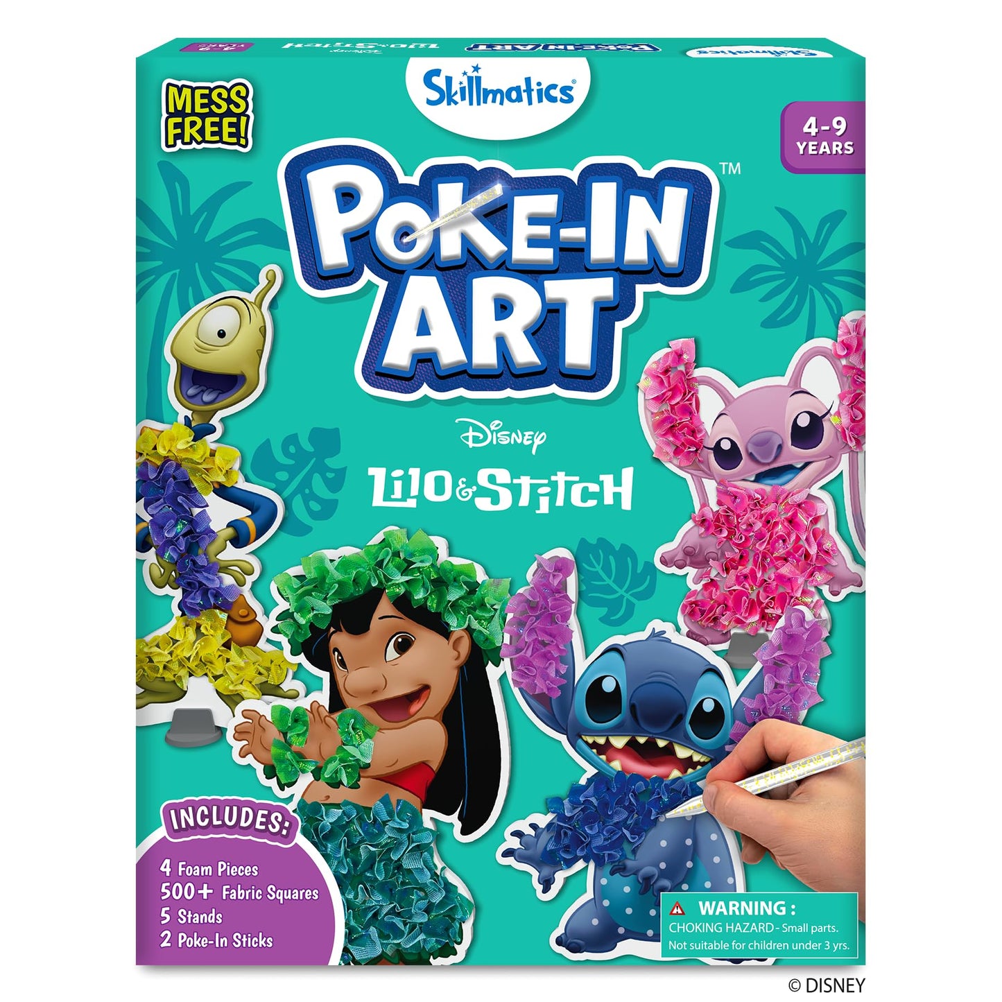 HotSkillmatics Poke-in Art – Disney Princesses, Mess-Free DIY Wood Craft Kit | Screen-Free Entertainment, Fun Colorful Creative Activity for Kids, Cinderella, Ariel, Gifts for Girls Ages 4, 5, 6, 7, 8, 9