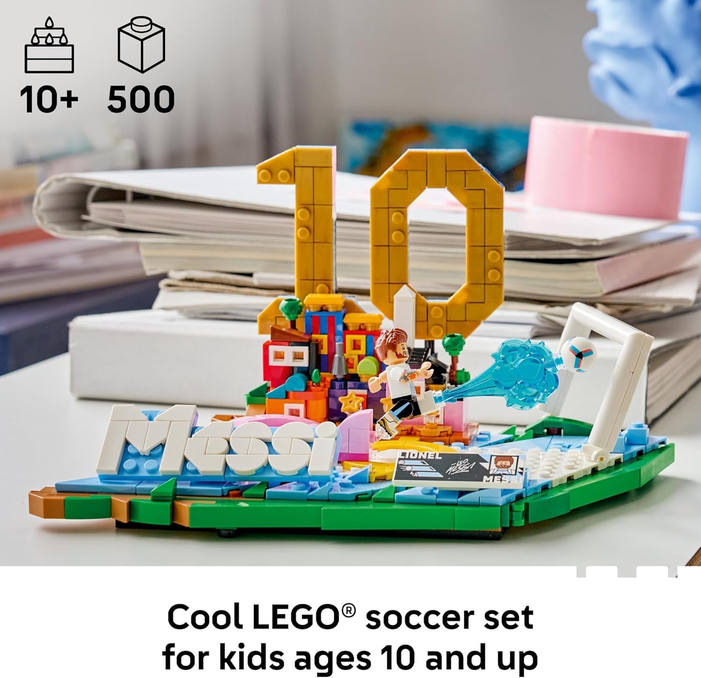 HotLEGO Editions Lionel Messi – Soccer Highlights - Building Set for Boys & Girls, Ages 10+ - Collectible Soccer Gift with Plaque - Kids Bedroom or Shelf Decor - 43011
