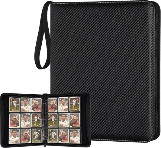 HotGERMUN 9 Pocket Trading Card Binder,720 Cards,40 Top-Loading Pages, Double Sided Pockets PU Cover Zipper Collection Album Folder for Standard MTG, TCG, Sports Cards(Black)