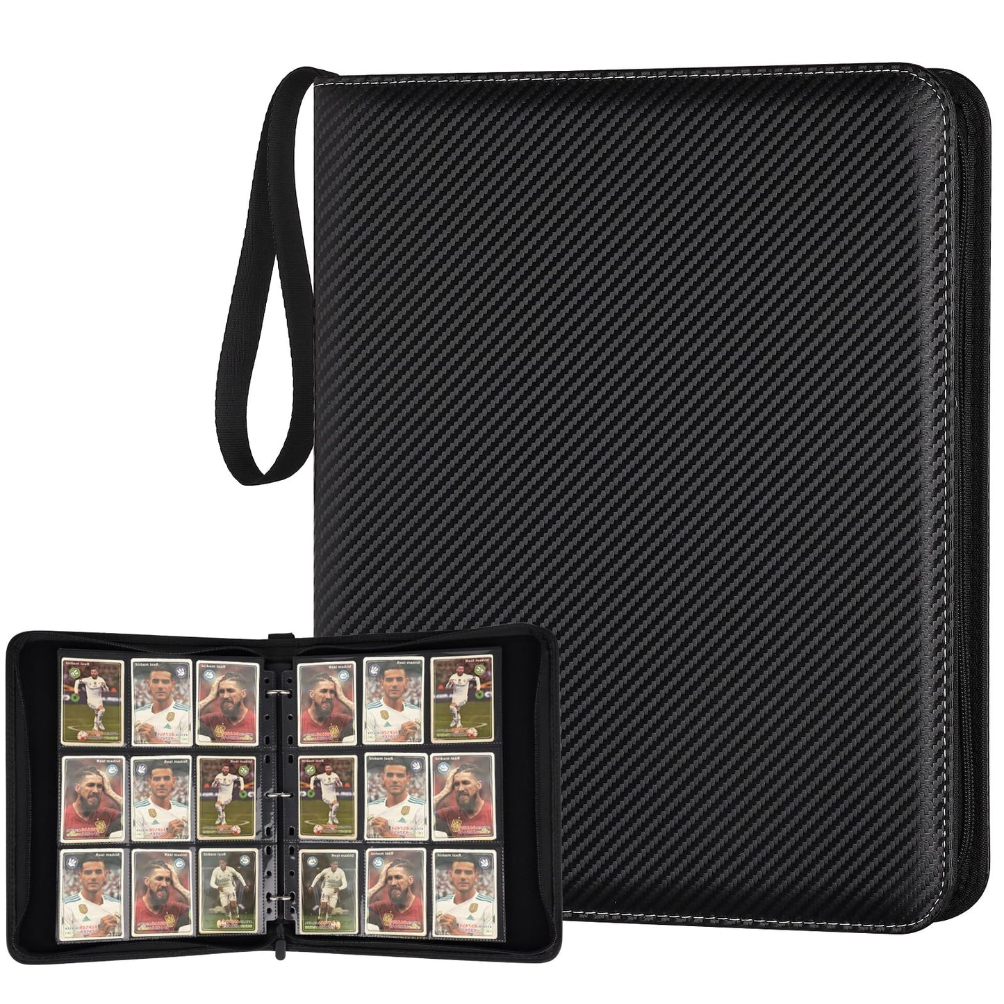 HotGERMUN 9 Pocket Trading Card Binder,720 Cards,40 Top-Loading Pages, Double Sided Pockets PU Cover Zipper Collection Album Folder for Standard MTG, TCG, Sports Cards(Black)