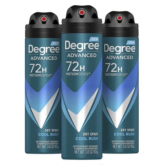 HotDegree Men Antiperspirant Deodorant Dry Spray Cool Rush 3 count Deodorant for Men With MotionSense Technology 3.8 oz