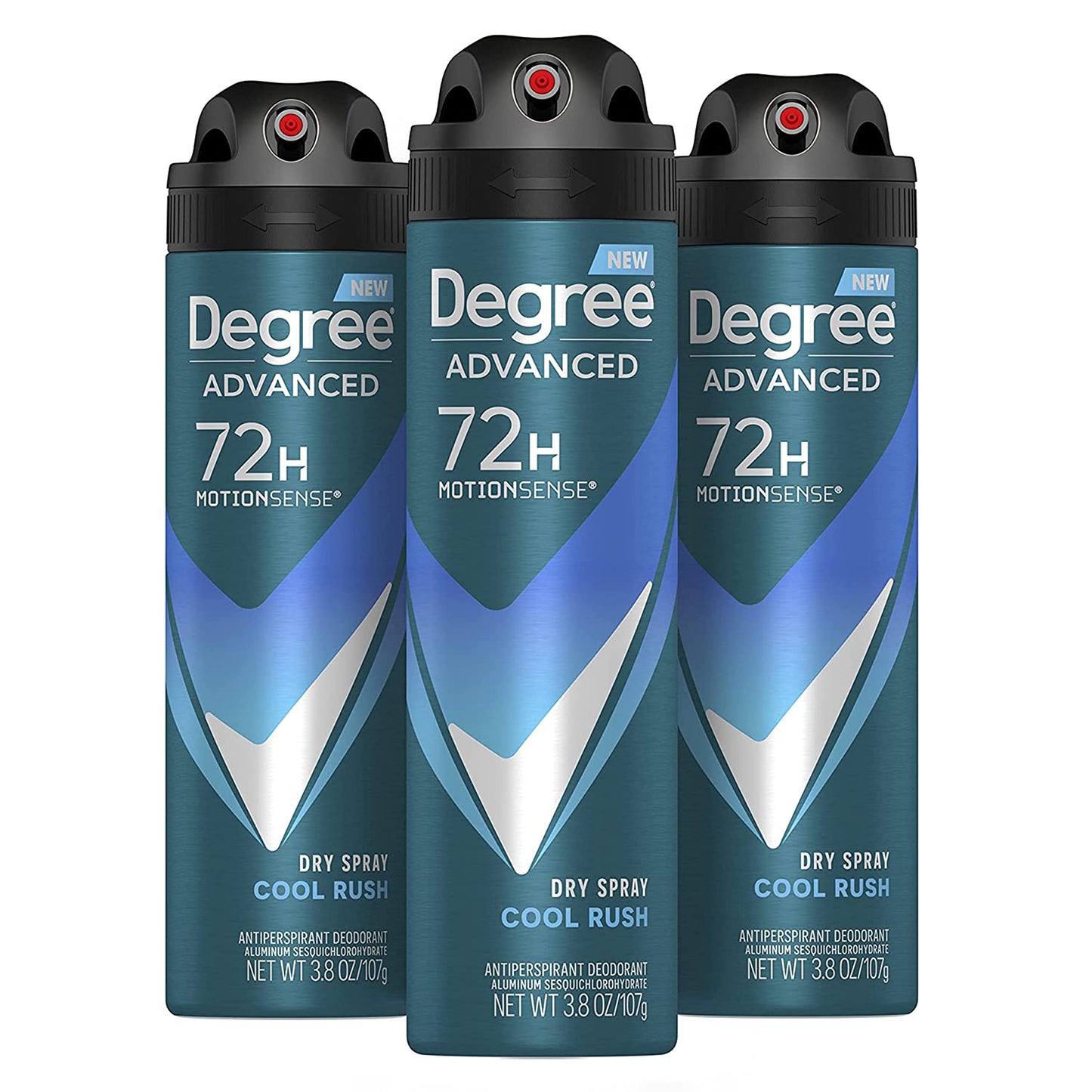 HotDegree Men Antiperspirant Deodorant Dry Spray Cool Rush 3 count Deodorant for Men With MotionSense Technology 3.8 oz