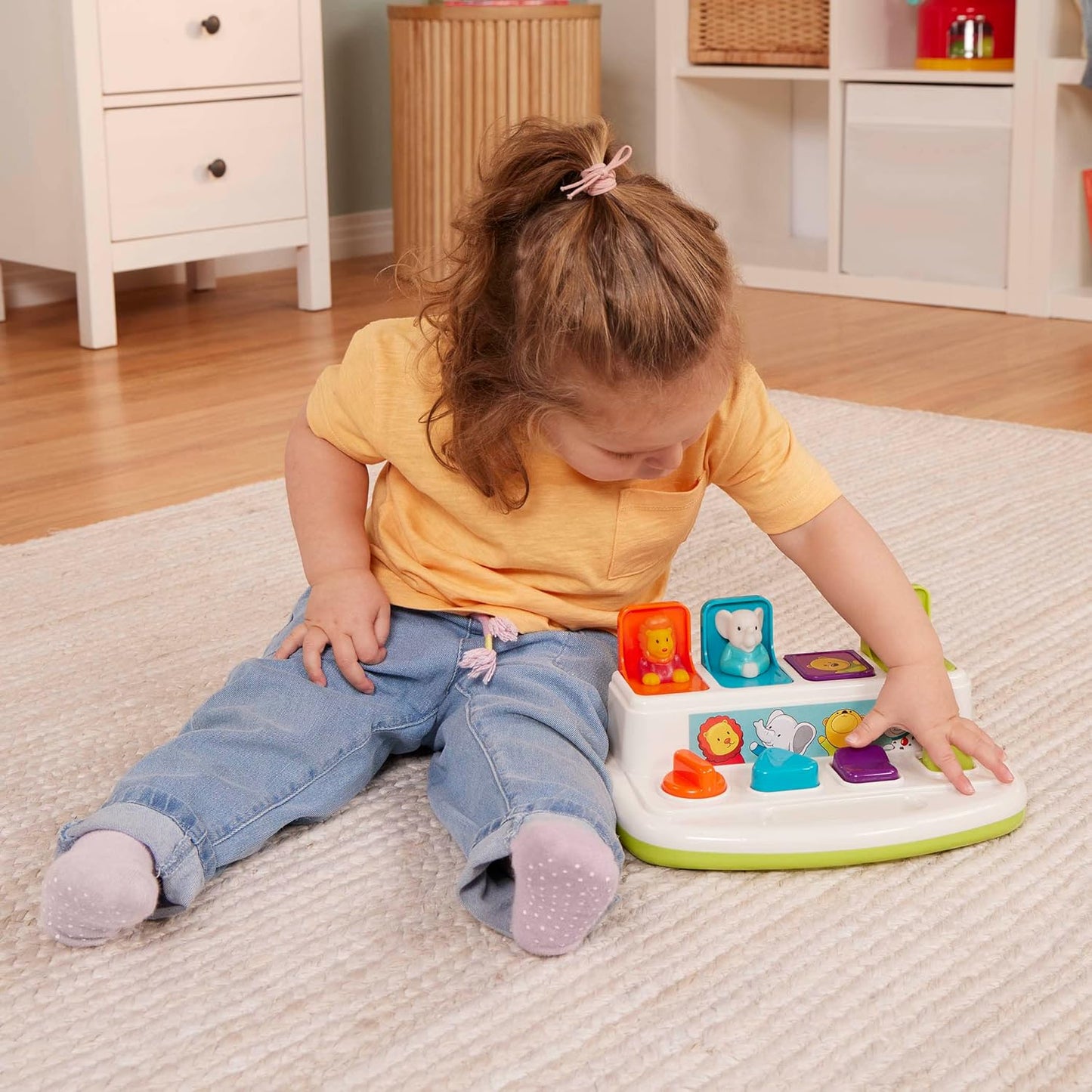HotBattat Pop-Up Toy, Pop-Up Pals Cause-and-Effect Animal Toy, Toddler, 4 Pals | 4 animal pals pop up with turn, press, flip, and slide actions; colors, shapes, carry handle, Toddler, 4 Pals; 18+ Months