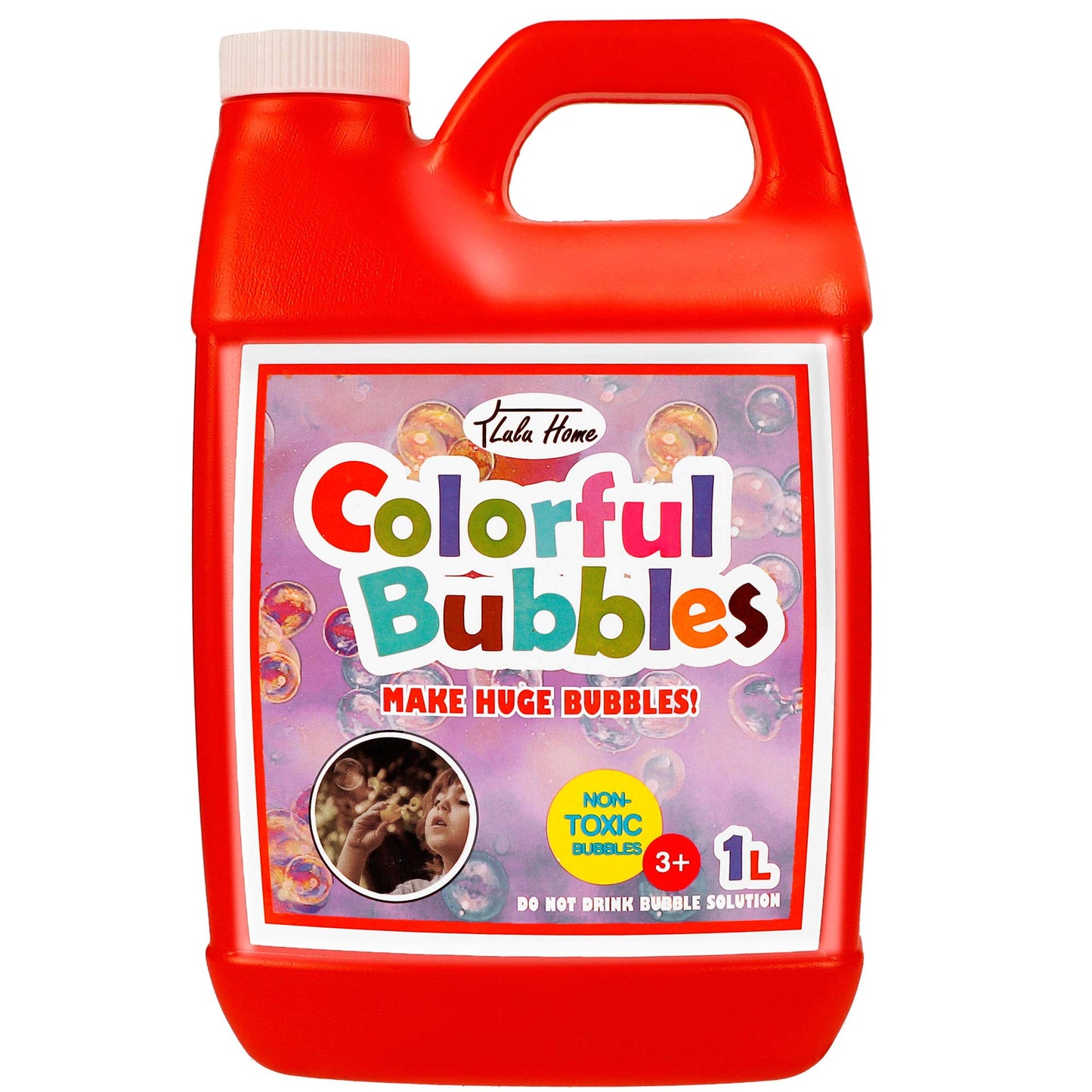 HotLulu Home 33.8 OZ/1 L Concentrated Bubble Solution, Refill for Bubble Machines, Giant Wands, and Blowers - Up to 2.5 Gallons for Kids' Birthday Parties