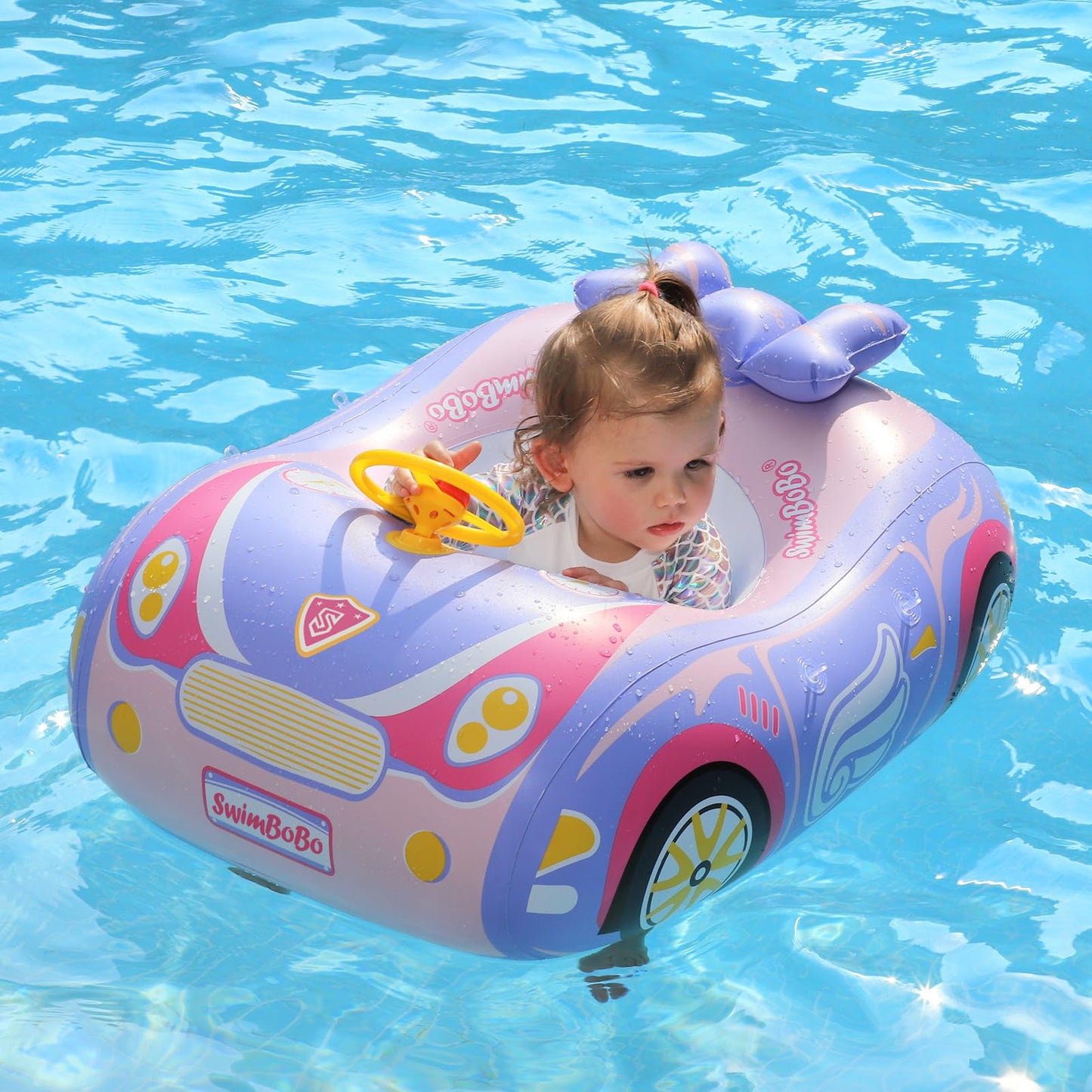 Hot Swimbobo Toddler Pool Float with Seat Boat Inflatable Ride-on Airplane Baby Floatie for Kids Outdoor Toy