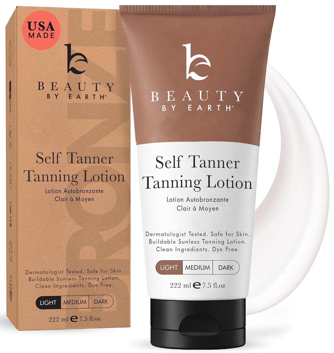 HotTanning Lotion Self Tanner - USA Made with Natural and Organic Ingredients | Non Toxic Sunless Browning Lotion, Best Gradual Tanner for Men and Women, Streak-Free Fake Tan (Light)
