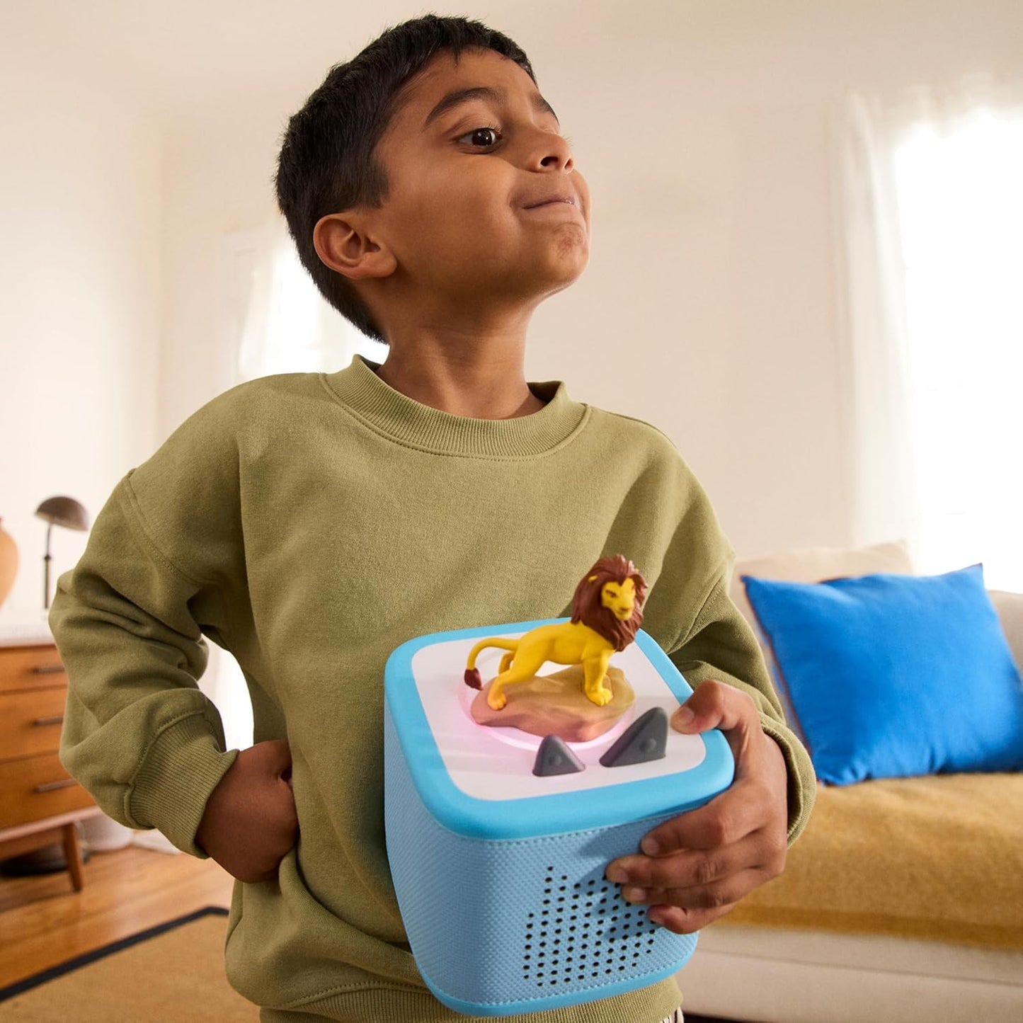 HotToniebox 2 Audio Player Disney Bundle for Kids 3+ with Lightning McQueen, Simba, Winnie The Pooh, and Baloo - Sky Blue