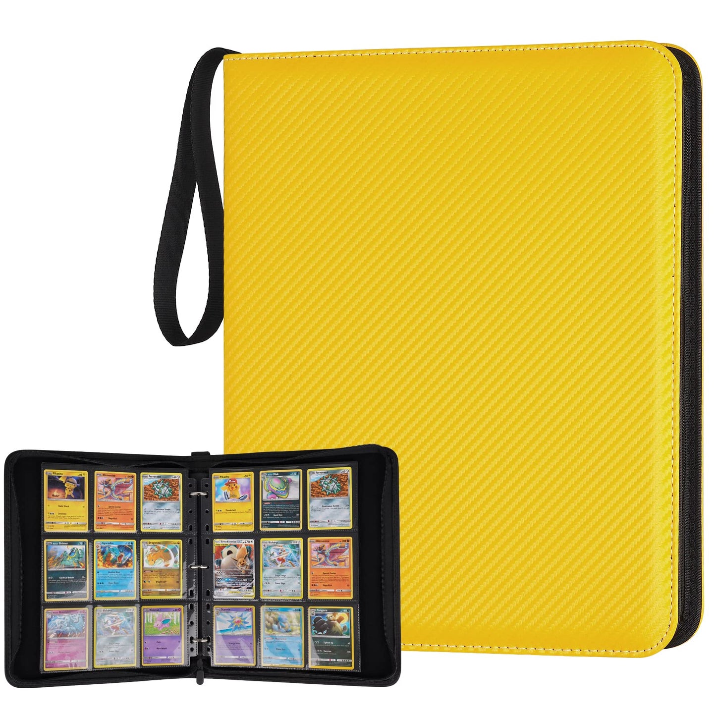 HotGERMUN 9 Pocket Trading Card Binder,720 Cards,40 Top-Loading Pages, Double Sided Pockets PU Cover Zipper Collection Album Folder for Standard MTG, TCG, Sports Cards(Black)