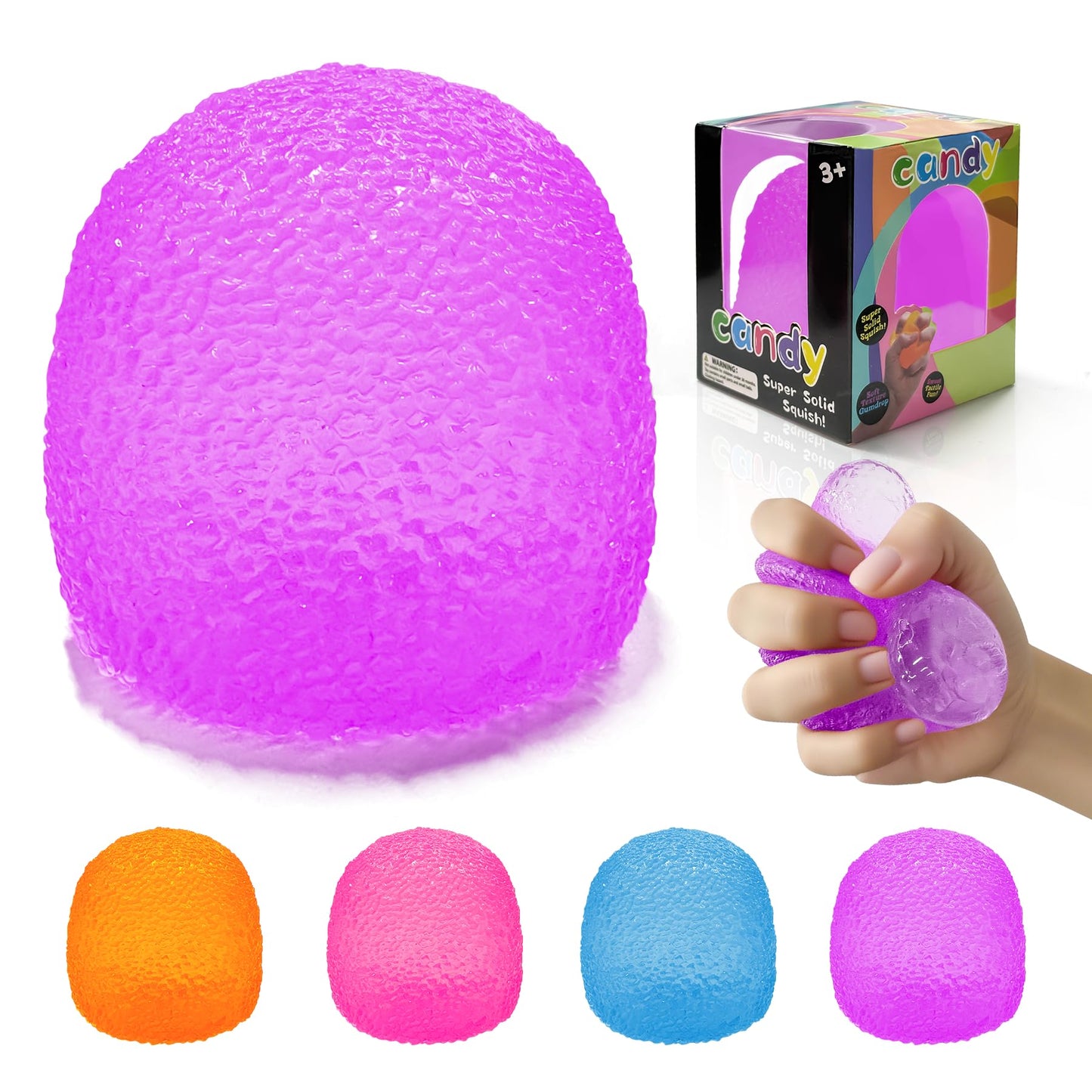 Hot Stress Balls-Gumdrop Squishy Stress for Kids and Adults, Super Solid Squeeze Ball, Sensory for Stress Relief, Birthday, Easter Basket Stuffers and Party Favors (Blue)
