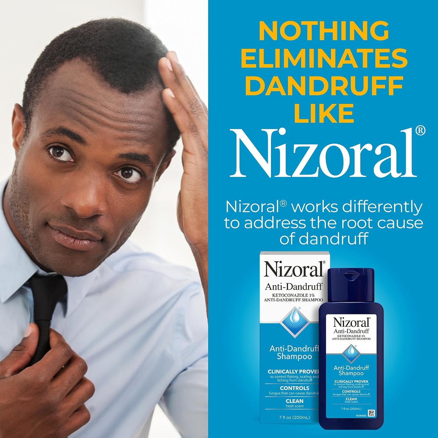 HotNizoral Anti-Dandruff Shampoo with 1% Ketoconazole, Fresh Scent, 7 Fl Oz