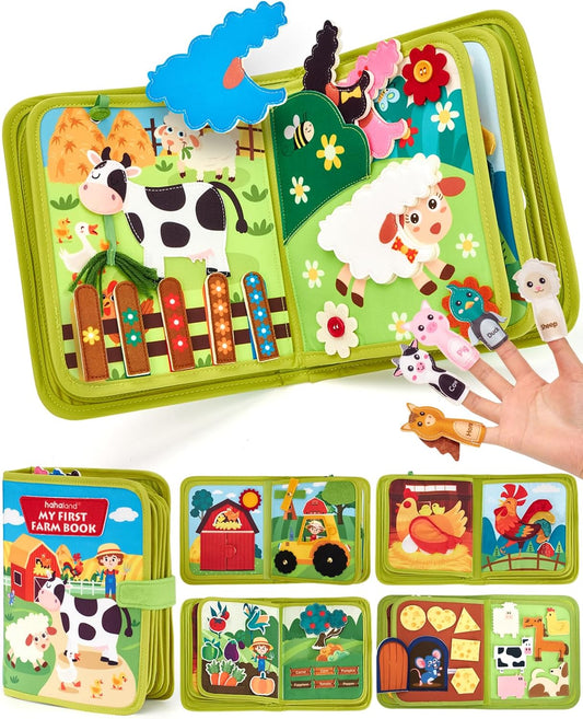 Hothahaland Busy Book for Toddlers 1-3 - Montessori Toys Busy Board for 1 Year Old Boy Gifts Girl Toys Educational Learning Quiet Activity Books Toddler Travel Toys for One Year Old Birthday Gift