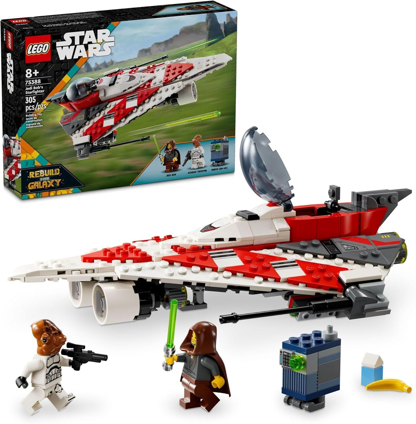 HotLEGO Star Wars Jedi Bob’s Starfighter Buildable Toy Vehicle, Brick Built Star Wars Starship with Jedi Bob Minifigure, Birthday Gift Idea for Boys, Girls or Any Fan Ages 8 and Up, 75388