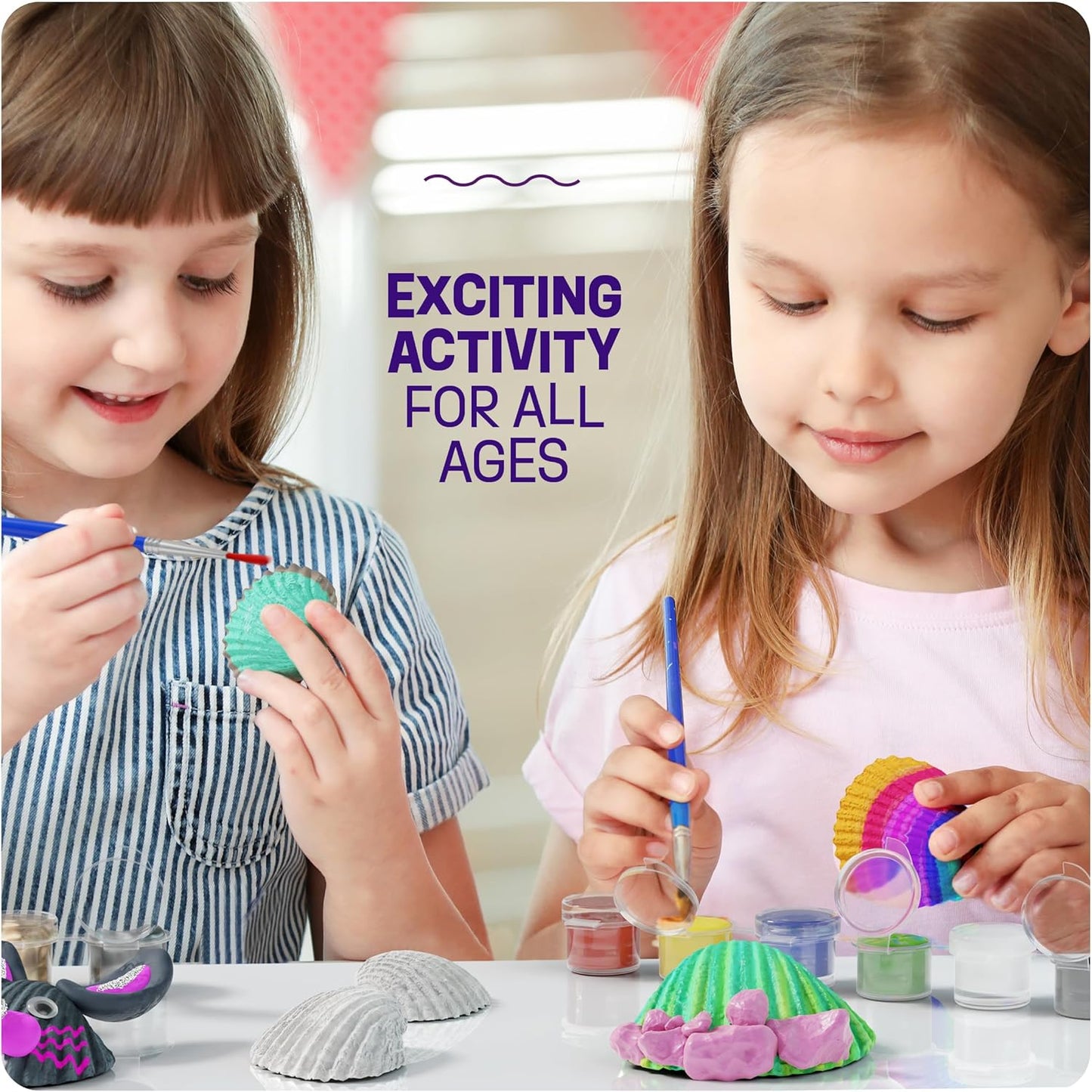 HotDan&Darci Kids Sea Shell Painting Kit - Arts & Crafts for Kids - Gifts for Boys and Girls Ages 6-8, 8-12 - Craft Activities Kits - Creative Art Activity Gift Toys for Age 6 7 8 9 10 11 12 Year Old