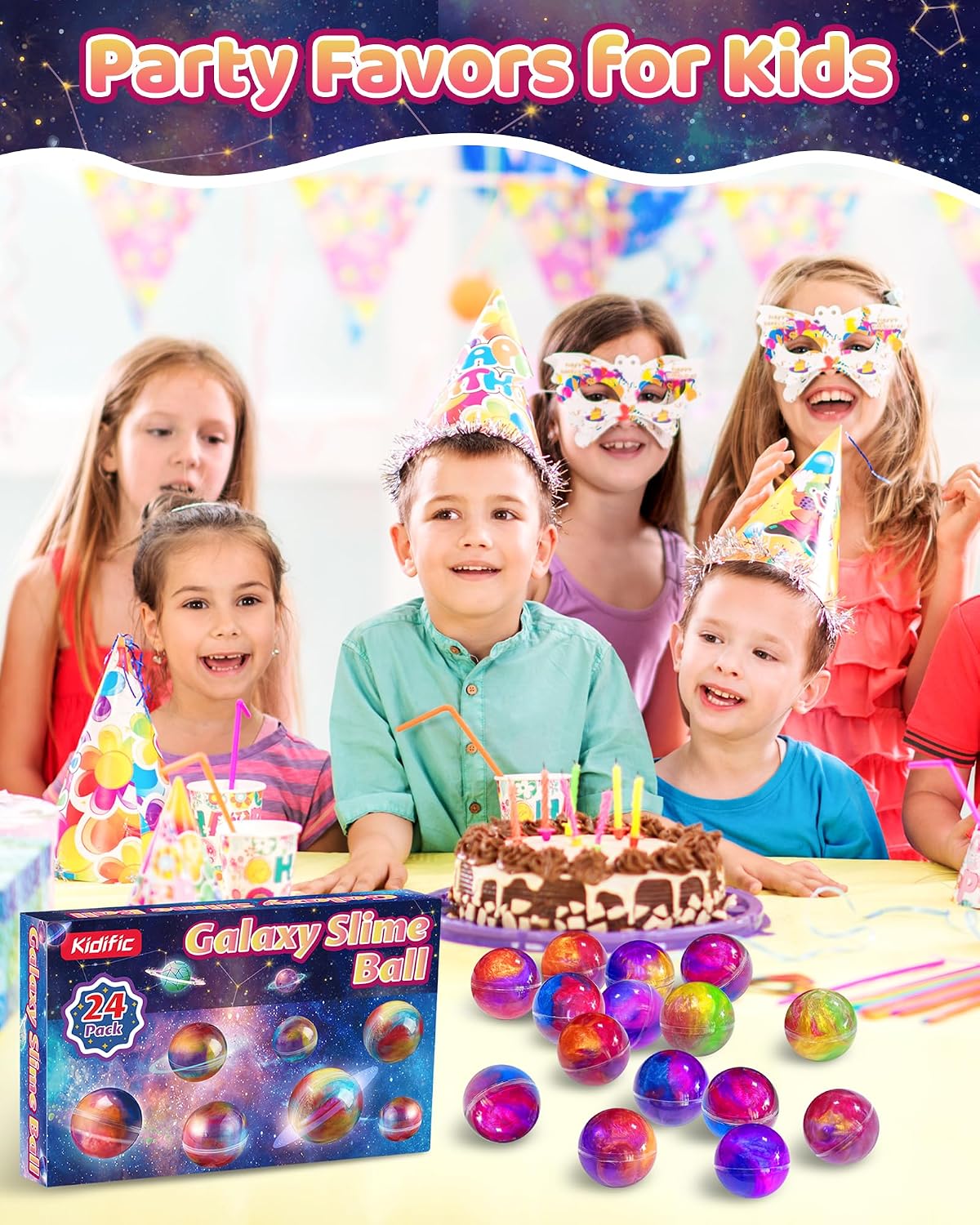 Hot 24 Pack Galaxy Slime Party Favors, Non-Sticky, Stress Relief Treasure Box Toys for Classroom Prizes Party Supplies, Student Gifts Birthday Goodie Bags Stuffers for Kids Teens Boys Girls 4-8, 8-12