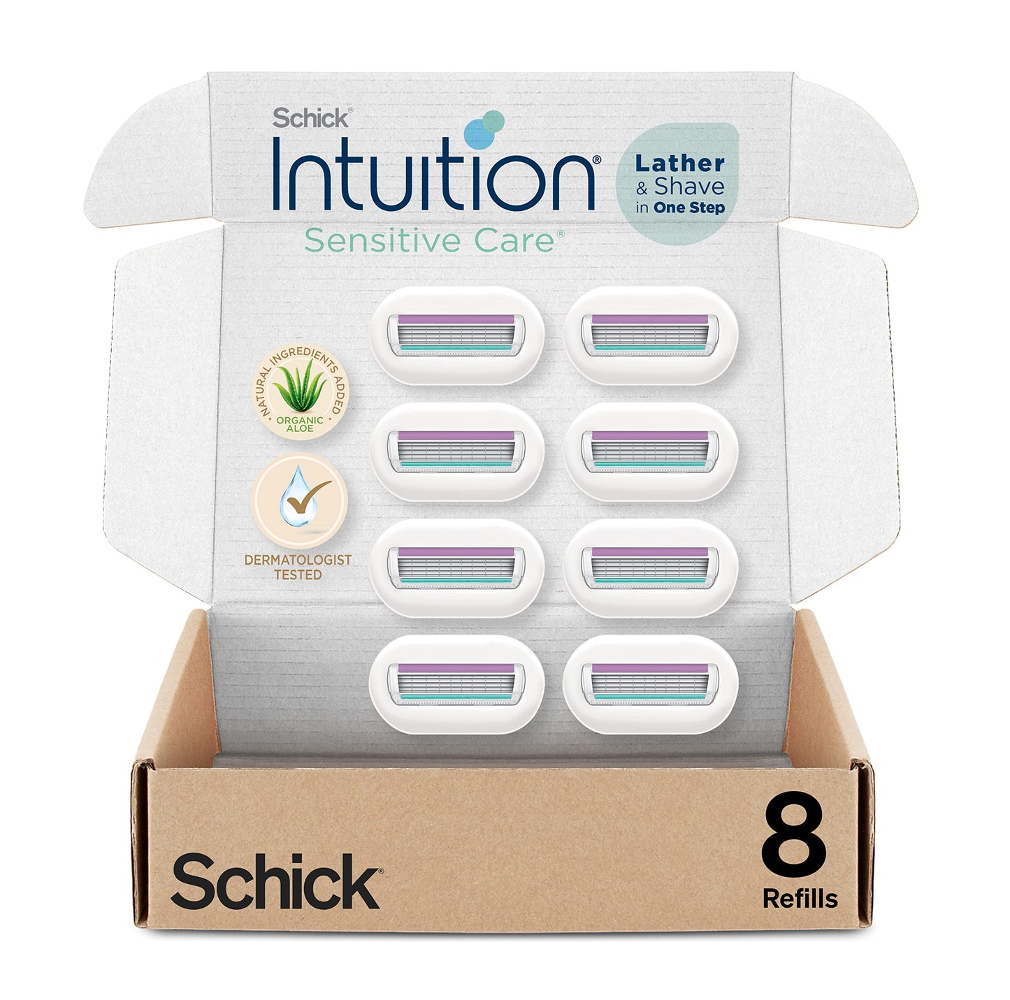 HotINTUITION Schick Refill, Razors for Women Sensitive Skin | Intuition Razor Blades Refill with Organic Aloe, Razor Refills , 6 Count (Pack of 1)
