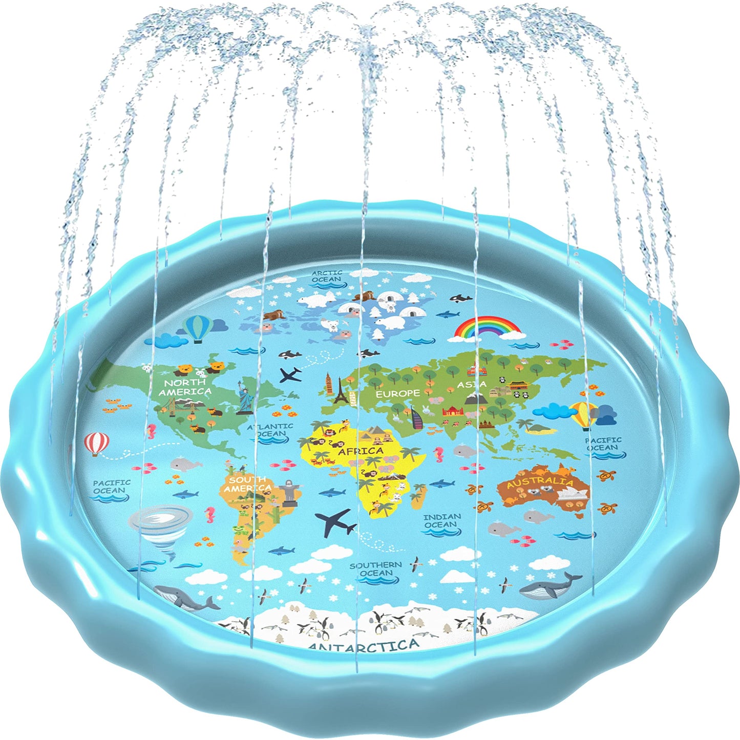 HotSplashEZ Non Slip Splash Pad for Kids & Dogs, 69’’ Extra Large Splash Pad Sprinkler for Kids, Dog Water Summer Toys - Great Outdoor Toys for Toddlers 1-3 & Children Ages 4-8, Baby Pool for Backyard