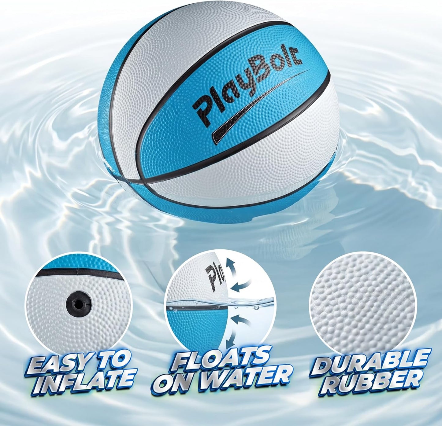 Hot PlayBolt 7-Inch Pool Basketballs (3 Pack) - Waterproof Water Toy Balls - Size 3 Floating Water Basketball for Pool Hoop, Swimming Pool Party Games, Kids & Adults