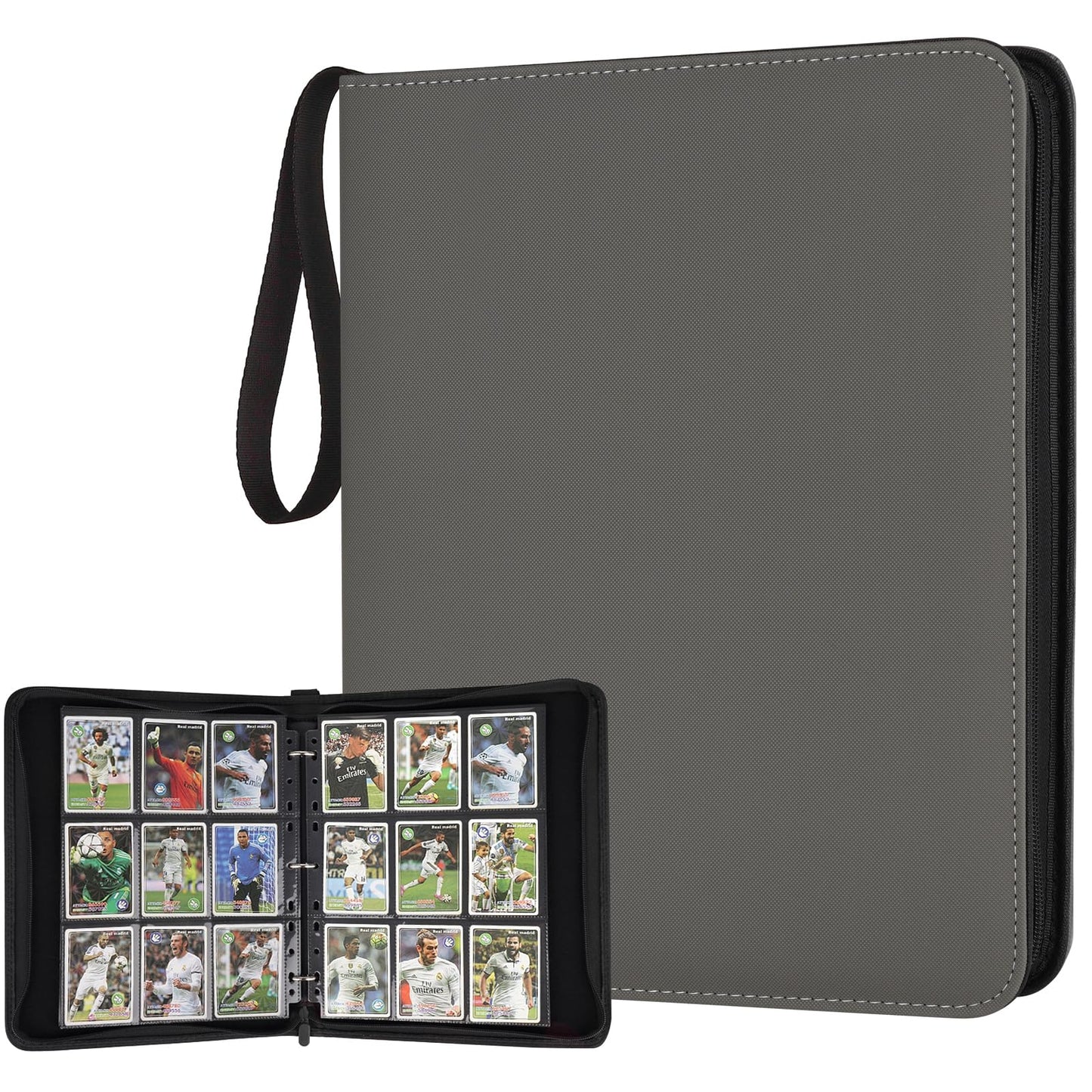 HotGERMUN 9 Pocket Trading Card Binder,720 Cards,40 Top-Loading Pages, Double Sided Pockets PU Cover Zipper Collection Album Folder for Standard MTG, TCG, Sports Cards(Black)