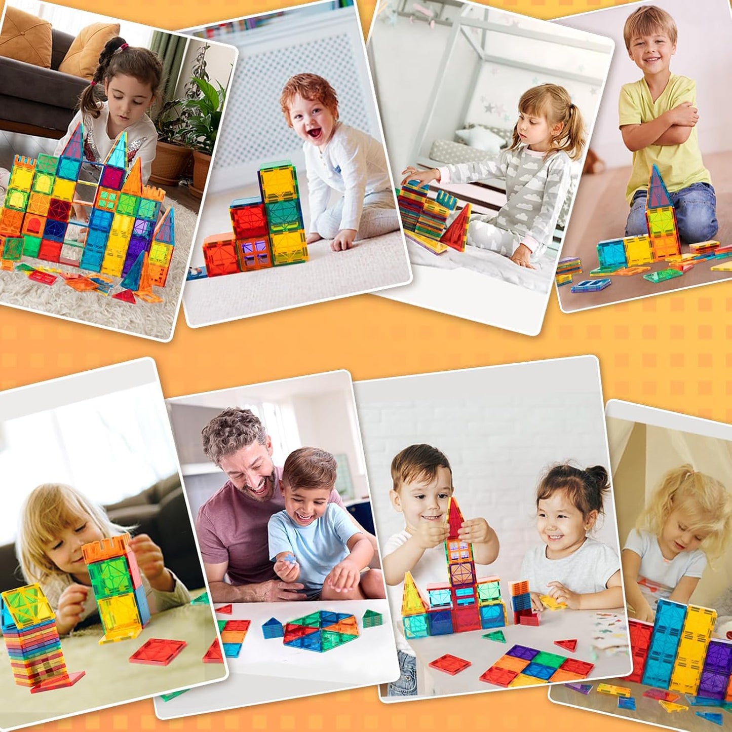 HotFNJO Magnetic Tiles, 110PCS Magnet Building Set, Magnetic Building Blocks, Construction STEM Learning and Playing Toys for Kids, Montessori Toy for Preschool Boys Girls