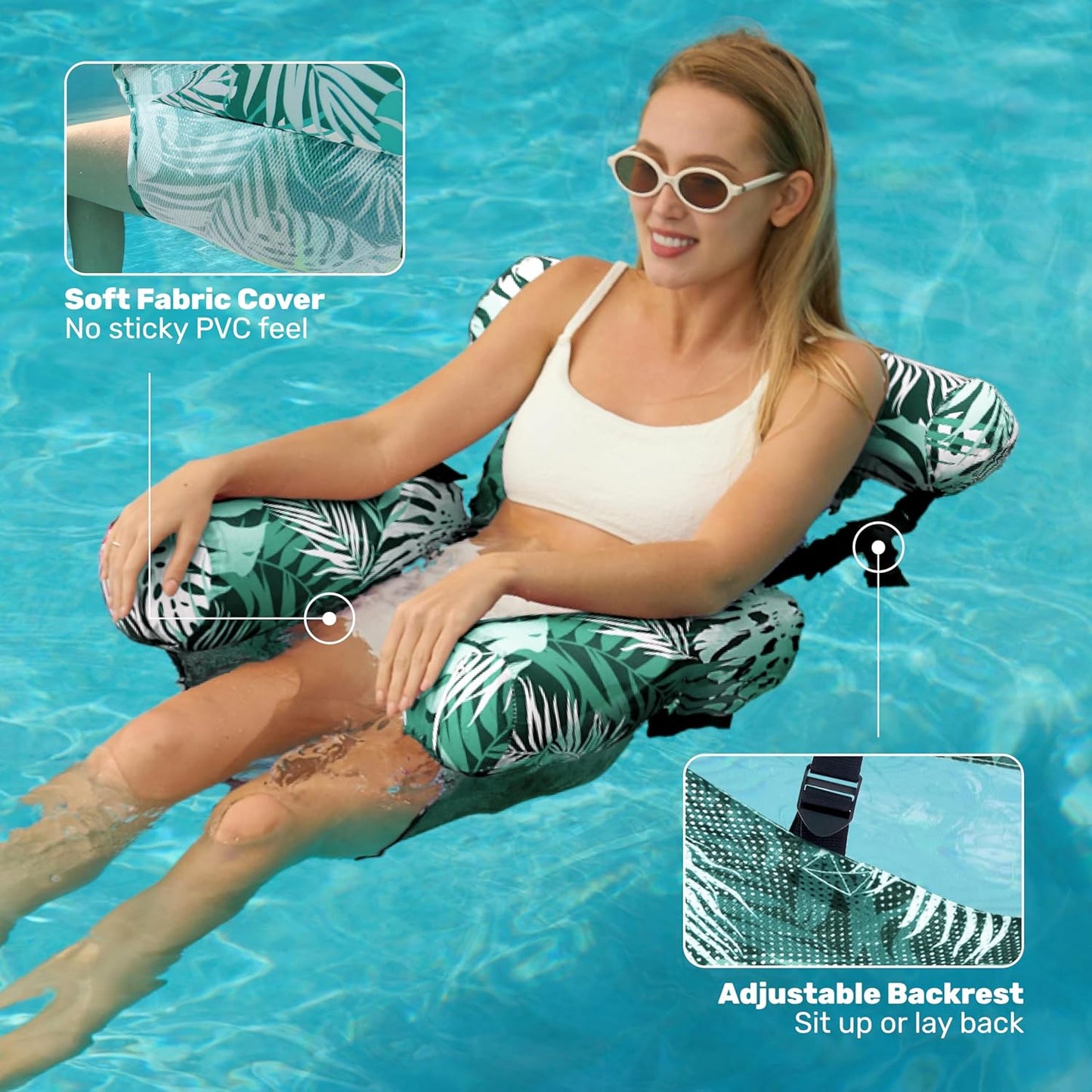HotSLOOSH Inflatable Pool Floats Adult,2 Packs Floating Lounge Chairs,Blow up Pool Noodles for Adult Heavy Duty,Floating Chair for Party Summer Water Beach Lake Fun