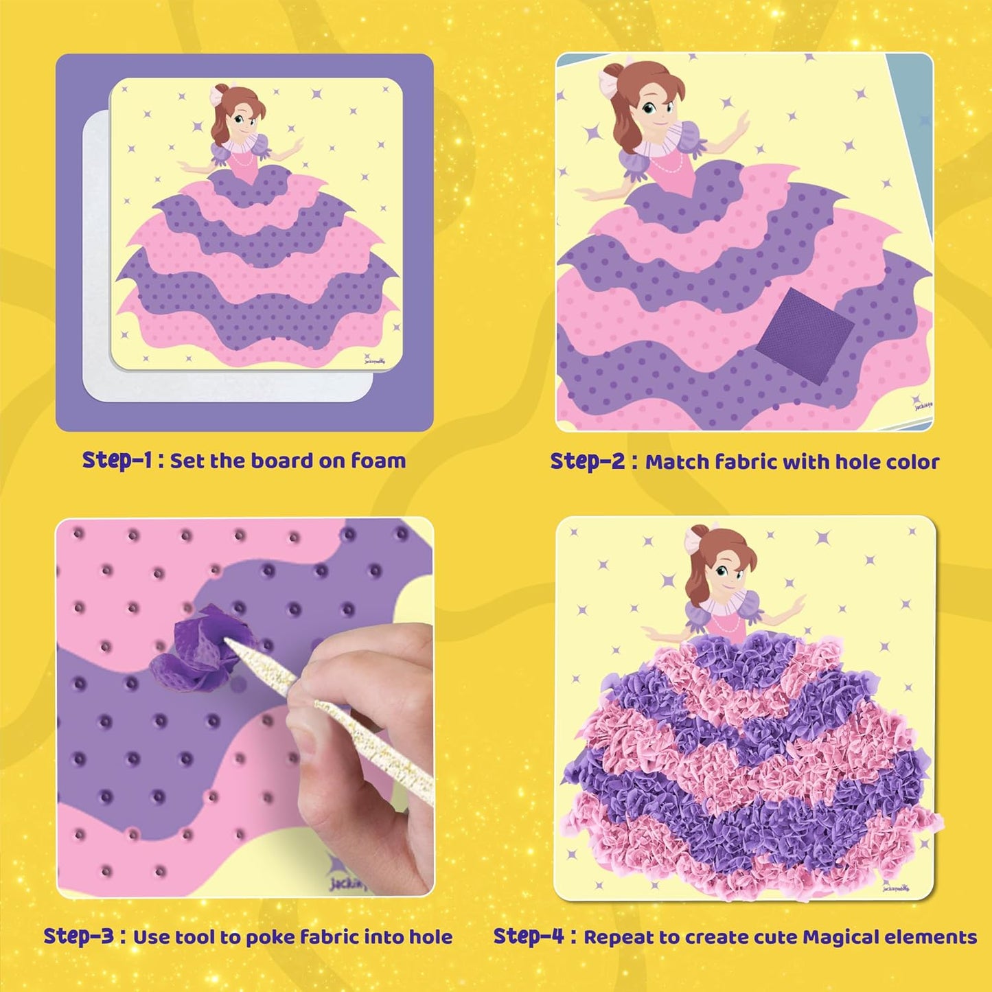 Hot jackinthebox Poke Poke Art – Magical Theme, Mess-Free Fabric Art and Craft, Flower Pressing Kits, Gift for Kids, Girl Gifts, DIY Activity Boy Gift, Best Gift for Girls and Boys Ages 4 5 6 7 8