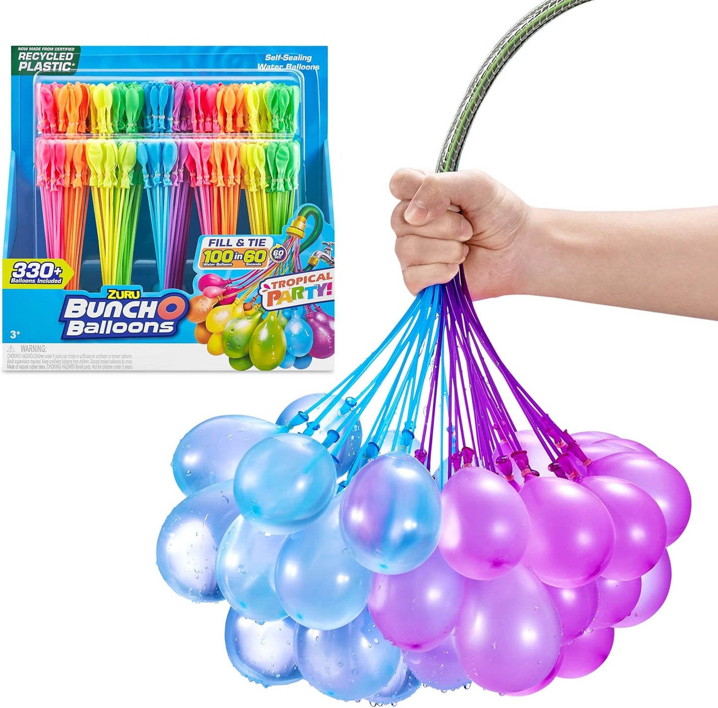HotOriginal Bunch O Balloons Tropical Party 330+ Rapid-Filling Self-Sealing Water Balloons (Amazon Exclusive 10 count, pack of 1) by ZURU Water Balloon for the Whole Family, Kids, Teens and Adults