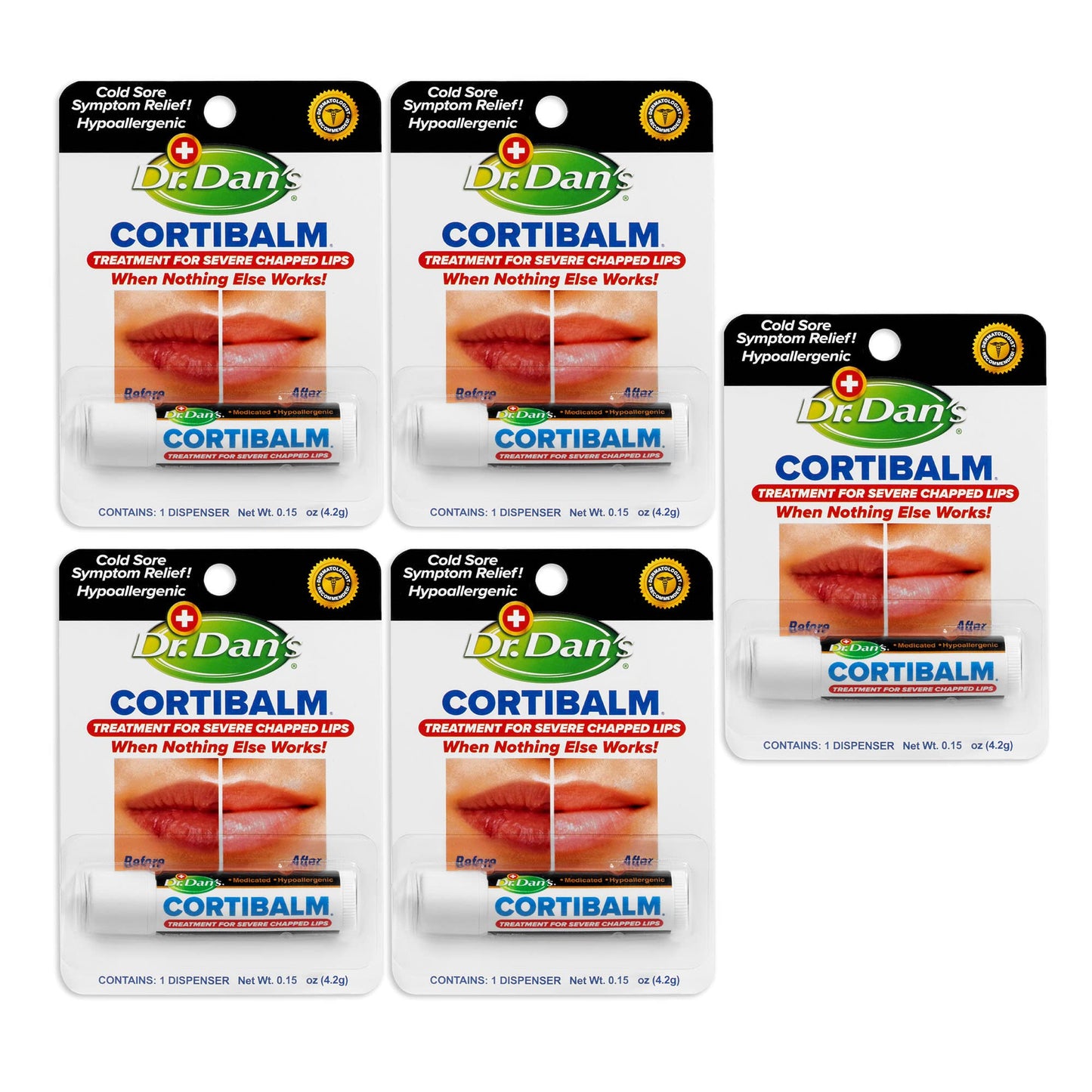 HotDr. Dans CortiBalm Lip Balm Patented Formula 0.14 Ounces (3-Pack)