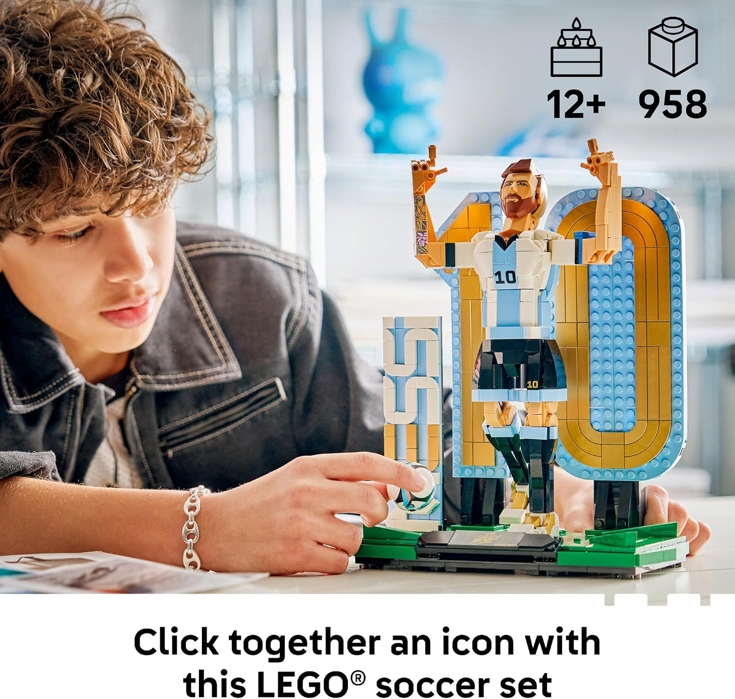 Hot LEGO Editions Lionel Messi – Soccer Legend - Building Set for Boys & Girls, Ages 12+ - Collectible Soccer Gift with Plaque - Kids Bedroom or Shelf Decor - 43015