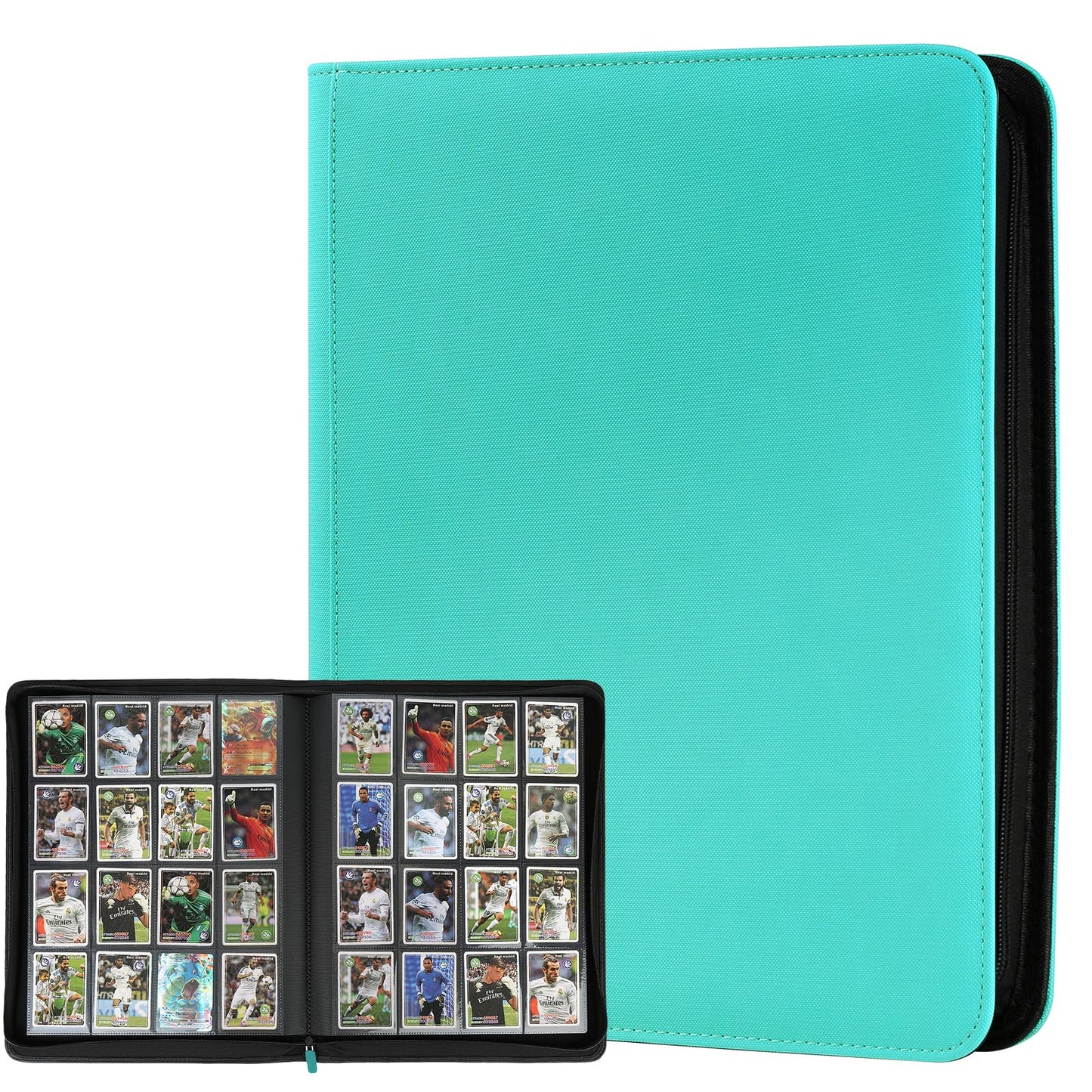 HotGERMUN 9 Pocket Trading Card Binder,720 Cards,40 Top-Loading Pages, Double Sided Pockets PU Cover Zipper Collection Album Folder for Standard MTG, TCG, Sports Cards(Black)
