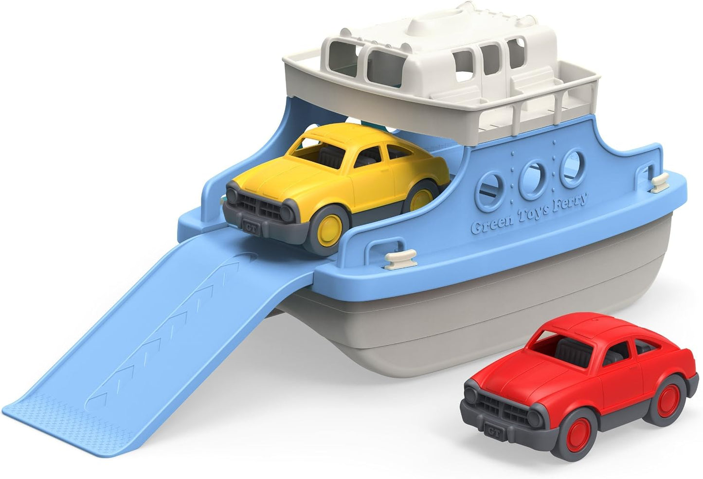 HotGreen Toys Ferry Boat with Mini Cars Bathtub Toy, Blue/White, Standard