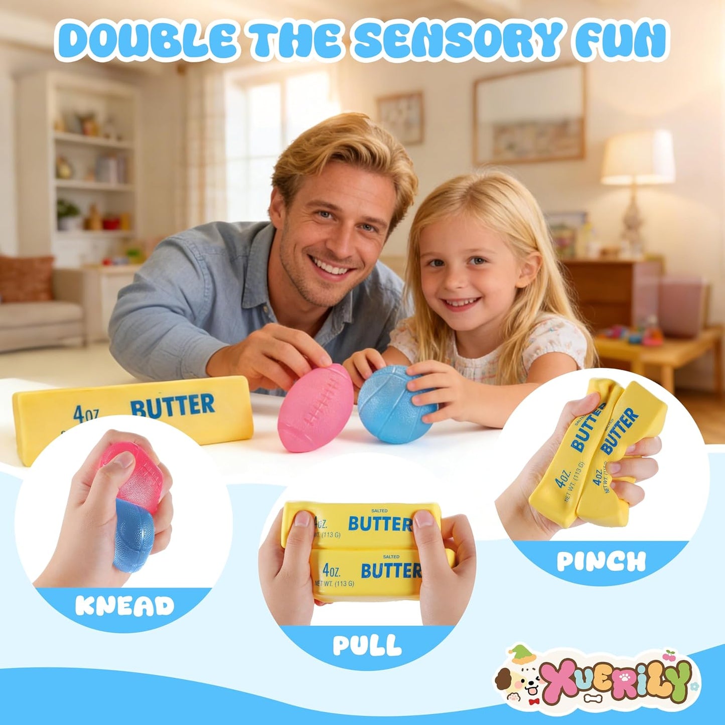 Hot Squishy Stress Ball & Slow Rising Butter Squishy Fidget Toys Set - 4 Pack Ultra Soft Sensory Toys, Cute Taba Pack for Kids Adults, Desk Toy, Party Favors & Gift Ideas