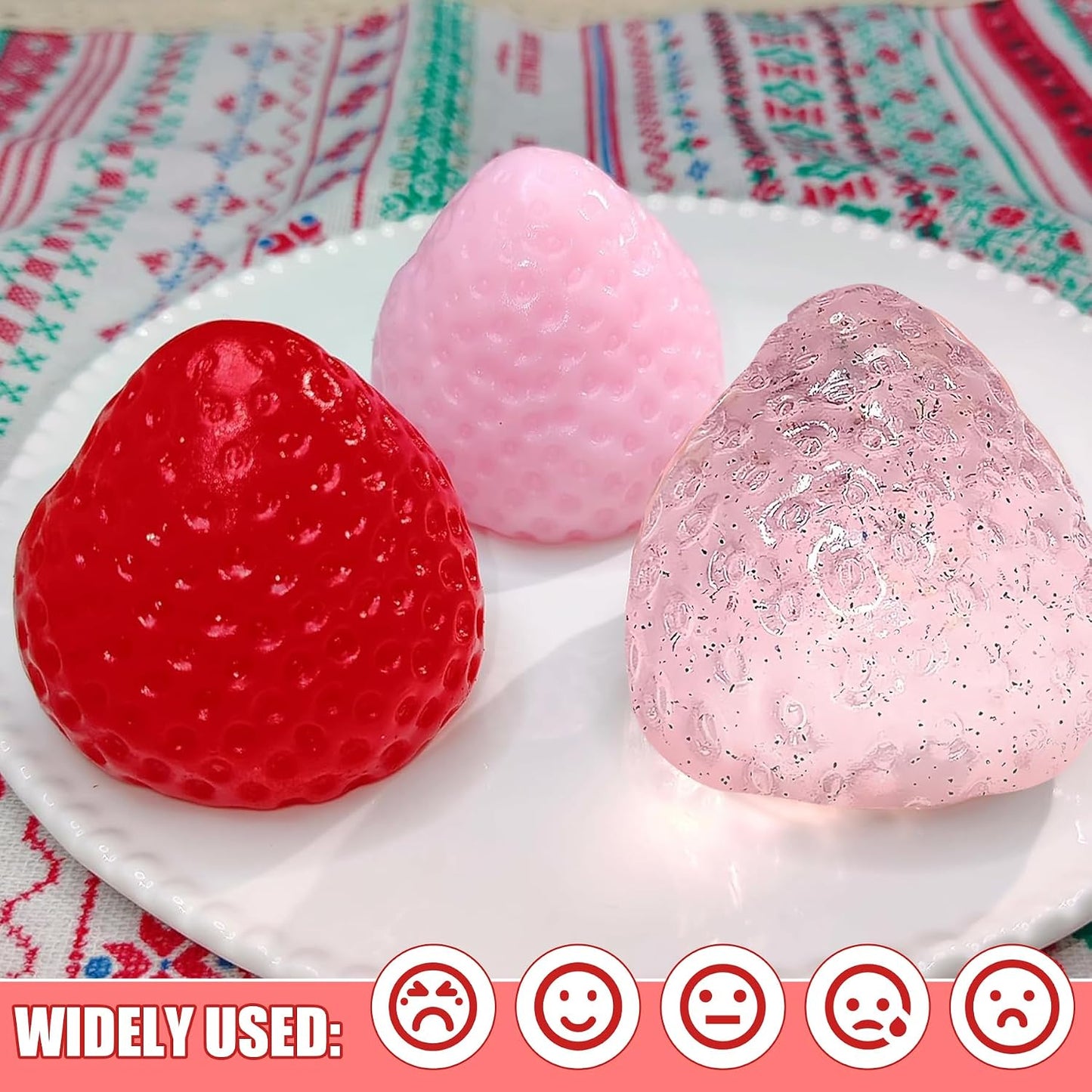 Hot3Pcs Big Taba Squishies Strawberry, Cute Strawberry Squeeze Toys, Upgrade Fruit Squishies, Kawaii Sticky Stress Toy, Clear Fidget Toys, Valentines Gift for Kids, Teen Boys Girls Birthday Gift Ideas