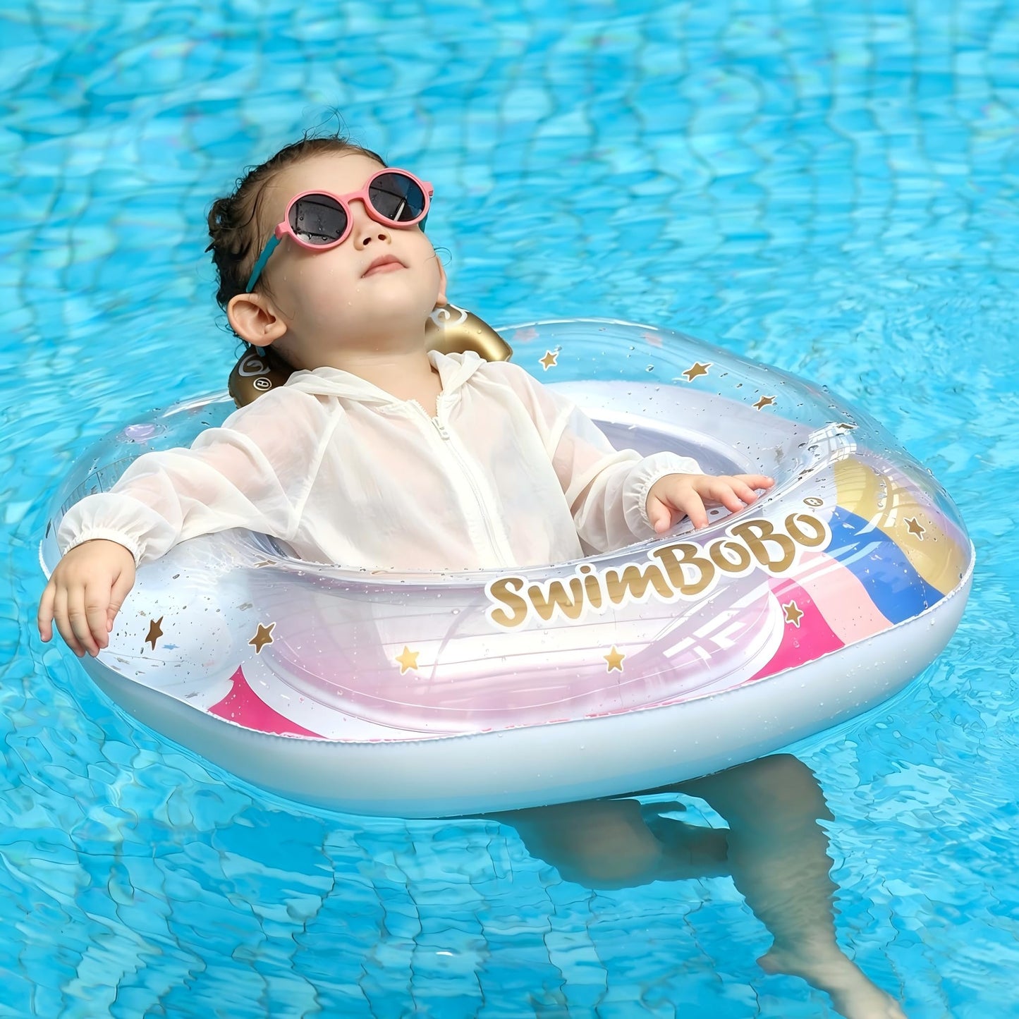 HotInflatable Baby Swimming Float with Safety Seat Fun Swimming Pool Toys for Age 6-36 Months Toddler