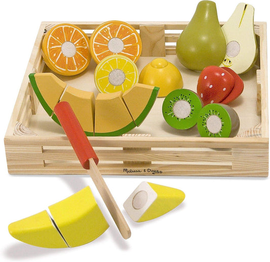 Hot Melissa & Doug Wooden Cutting Fruit Toy Food Set & Pretend Play Kitchen Accessories, Preschool Learning Toys for Girls & Boys 3+