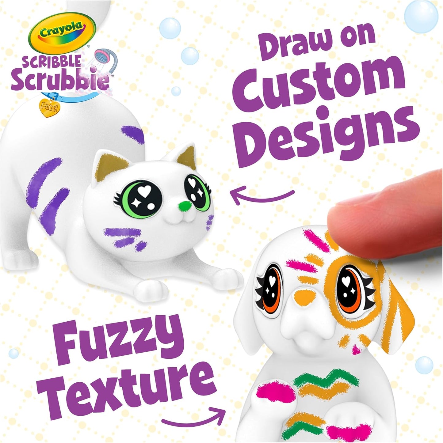 HotCrayola Scribble Scrubbies Glam Pack (4 Pets), Washable Pet Care Toy & Coloring Animal Craft Kit, Gift for Kids, Playset for Girls & Boys, Ages 3+