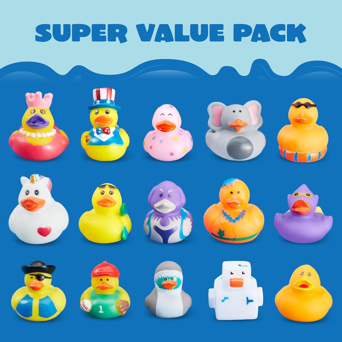 HotJOYIN 30 Pcs Rubber Ducks, Random Assortment Ducks Bulk with Mesh Carry Bag, Mini Rubber Duckies for Baby Bath Toys, Kids Toddler Summer Pool Toys Birthday Gifts Party Favors