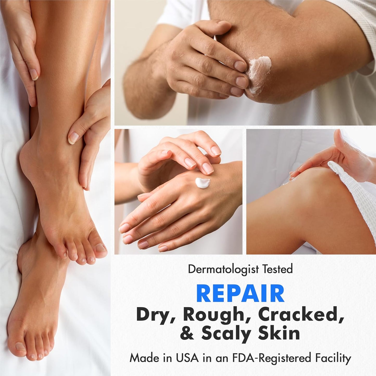 HotEbanel Urea Cream 40% plus Salicylic Acid 2% for Dry Cracked Feet Skin | Deeply Moisturizes & Softens Dry Cracked Heels, Feet, Knees, Elbows, Hands, Rough Dead Skin Callus Remover Toenail Softener