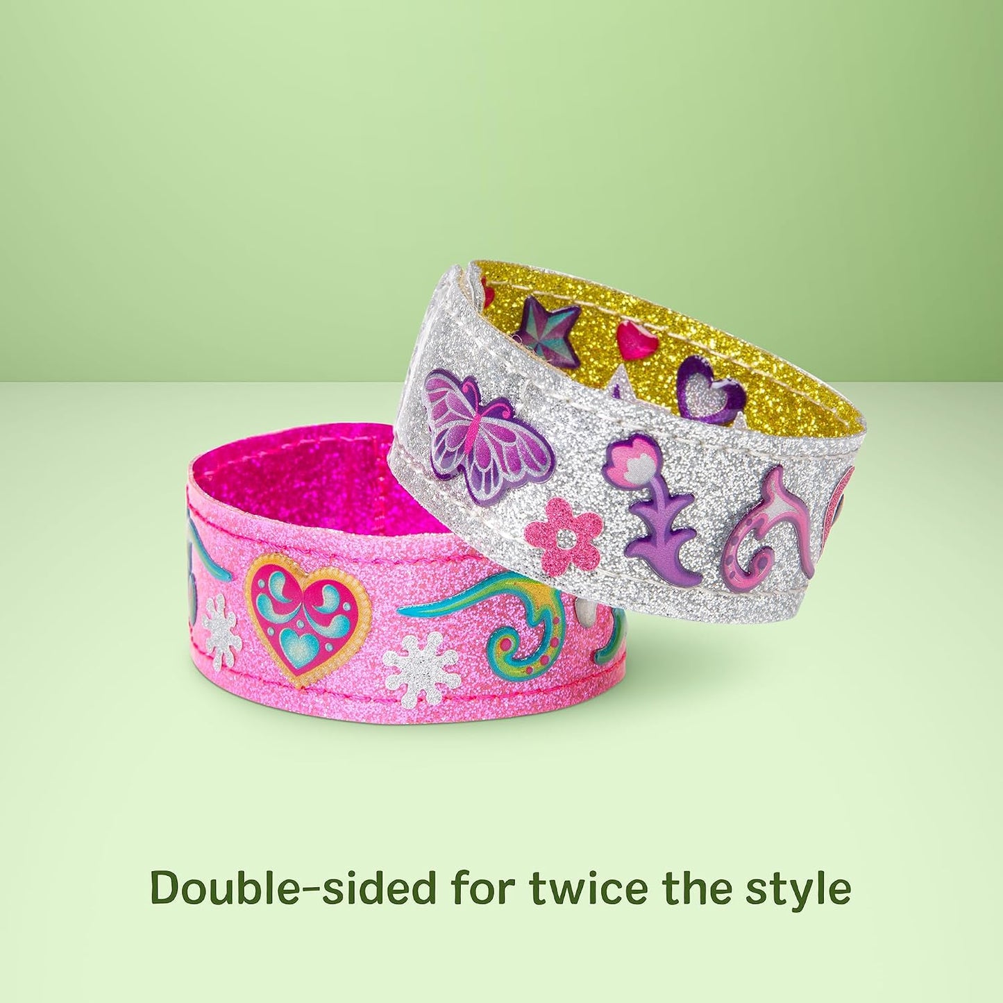 HotMelissa & Doug Design-Your-Own Bracelets with 100+ Sparkle Gem & Glitter Stickers, Kids Snap Bracelets, Stickers & Jewelry Crafts, Preschool Toys for Girls & Boys Ages 4+