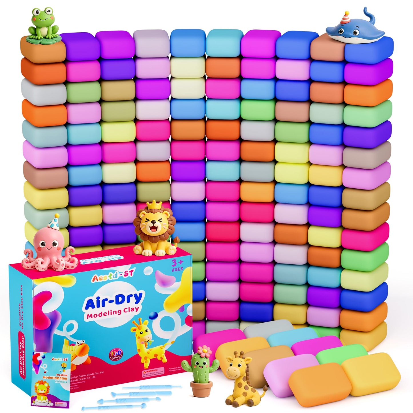 HotAestd-ST Air Dry Clay 66 Colors, Modeling Clay for Kids, DIY Magic Clay | Molding Clay Kit, 4 Sculpting Tools, Resealable bags, Non-Sticky Soft, Super Light, Arts & Crafts Gift for Boys Girls Kids