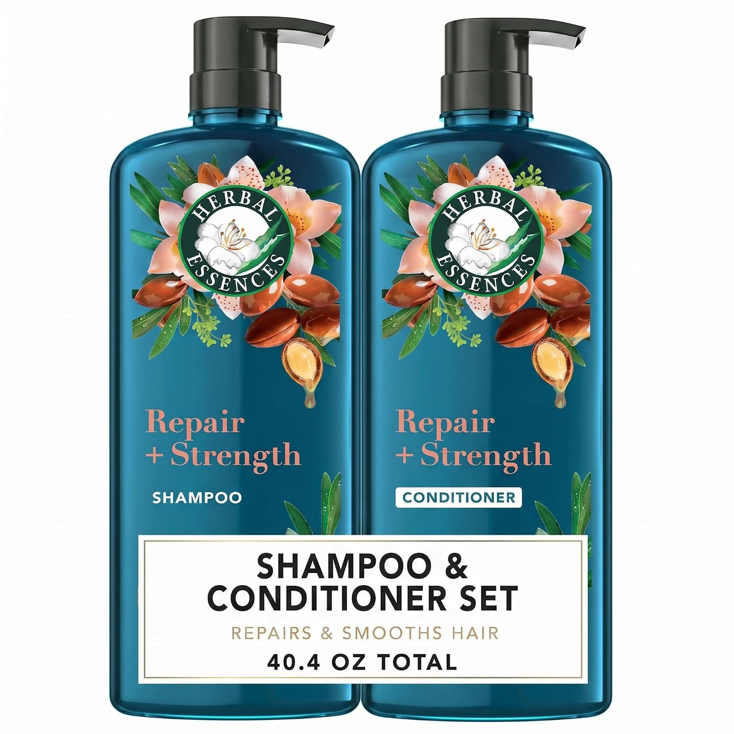 HotHerbal Essences Argan Oil Repair Shampoo & Conditioner Set, Moisturizes & Smoothes, Paraben-Free, Color-Safe, pH-Balanced, Citrus Scent, 20.2 Fl Oz, 2-Pack